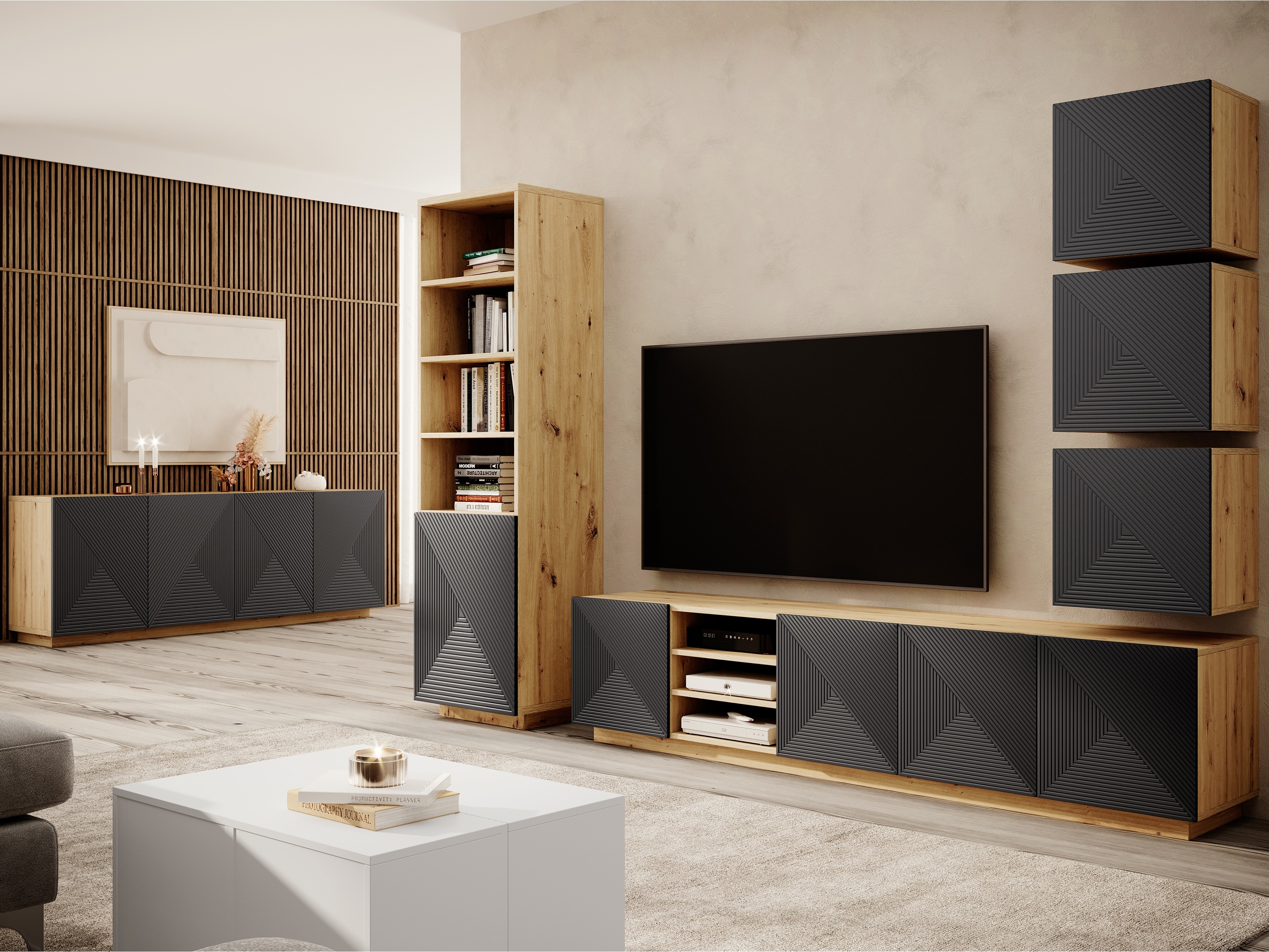 Pakabinama spintelė Dortivi 109 (Artisan ąžuolas + Matinė pilka)