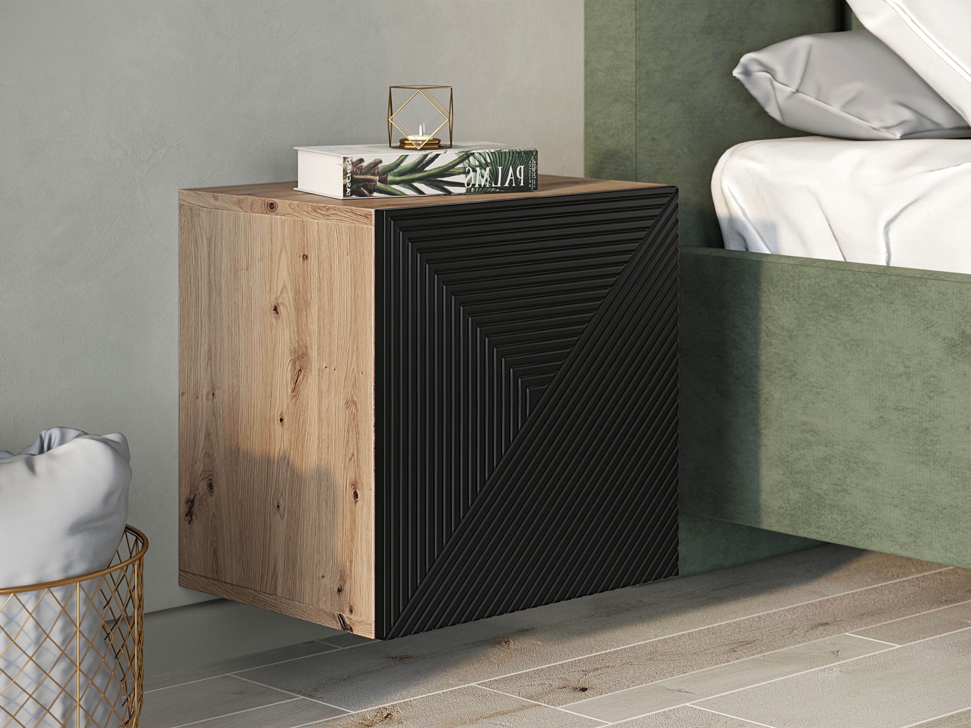 Pakabinama spintelė Dortivi 109 (Artisan ąžuolas + Matinė juoda)