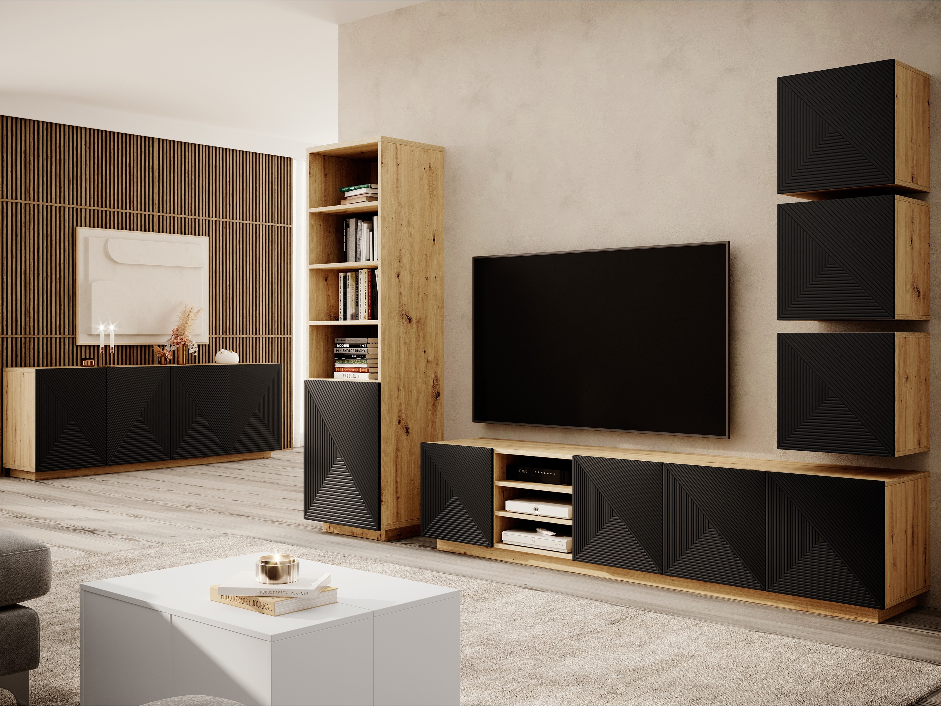 Spintelė Dortivi 110 (Artisan ąžuolas + Matinė juoda)