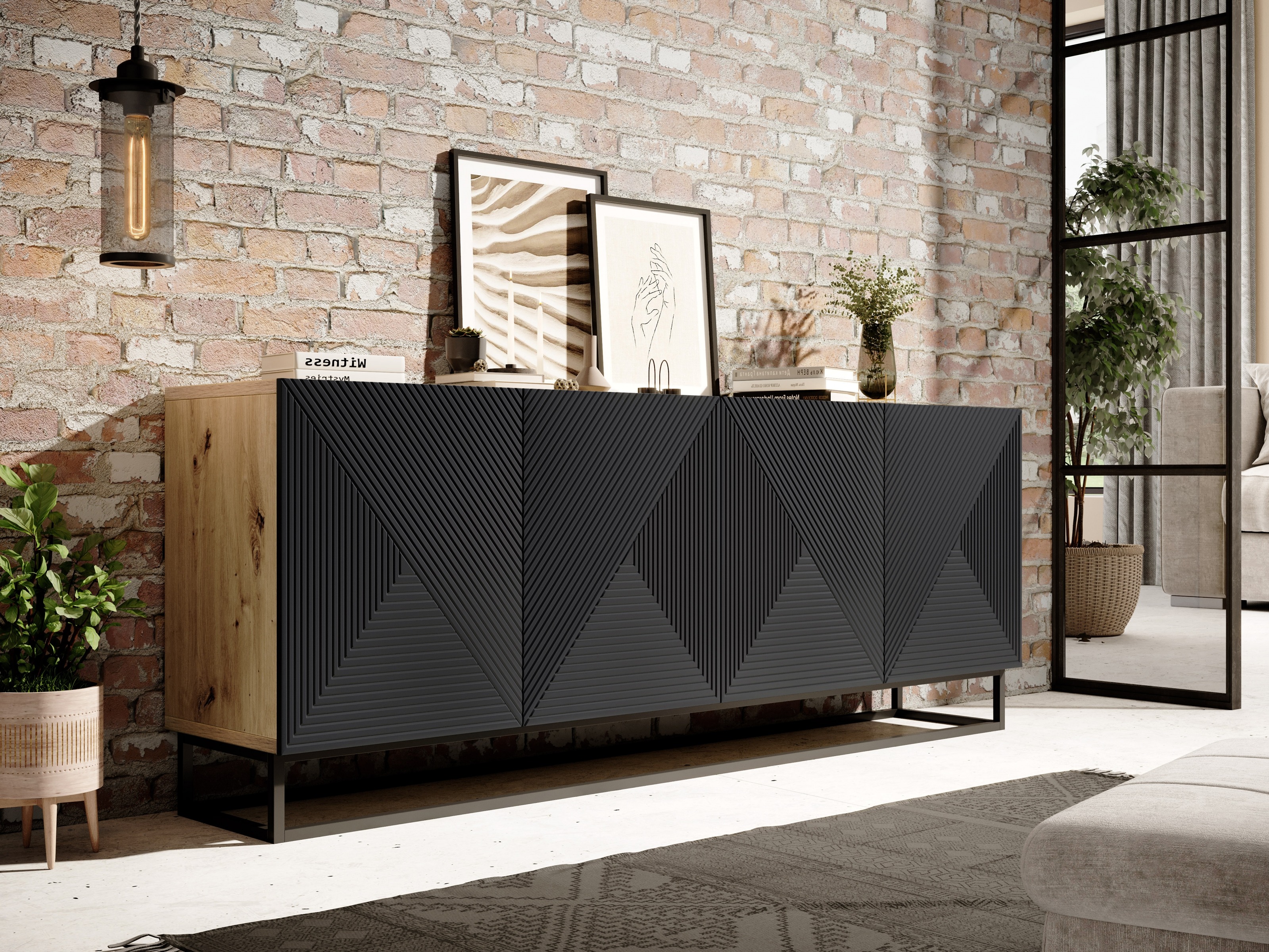 Spintelė Dortivi 111 (Artisan ąžuolas + Matinė juoda)