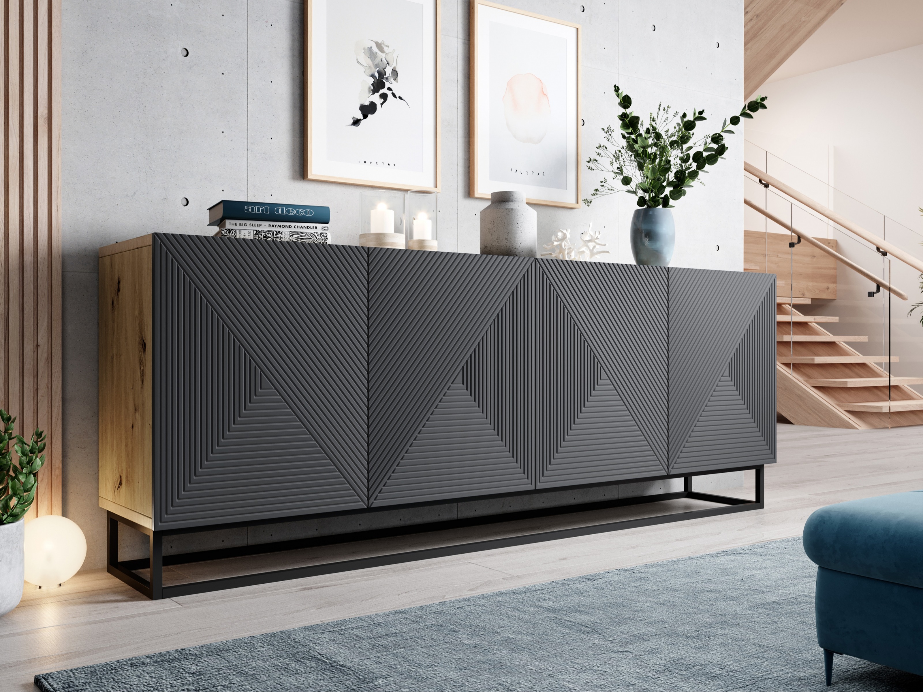 Spintelė Dortivi 111 (Artisan ąžuolas + Matinė pilka)