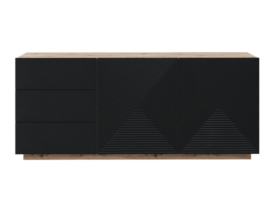 Komoda Dortivi 113 (Artisan ąžuolas + Matinė juoda)