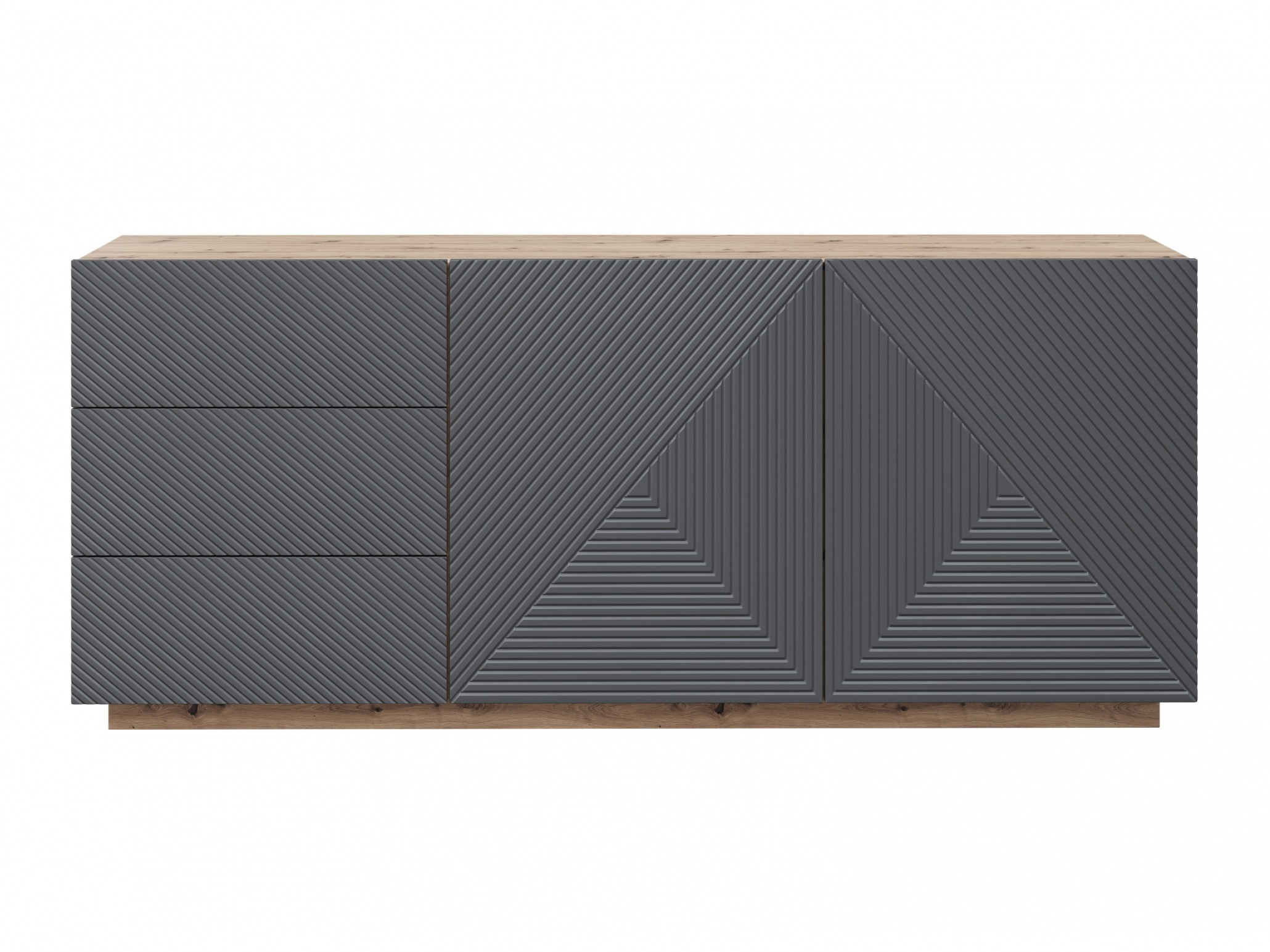 Komoda Dortivi 113 (Artisan ąžuolas + Matinė pilka)