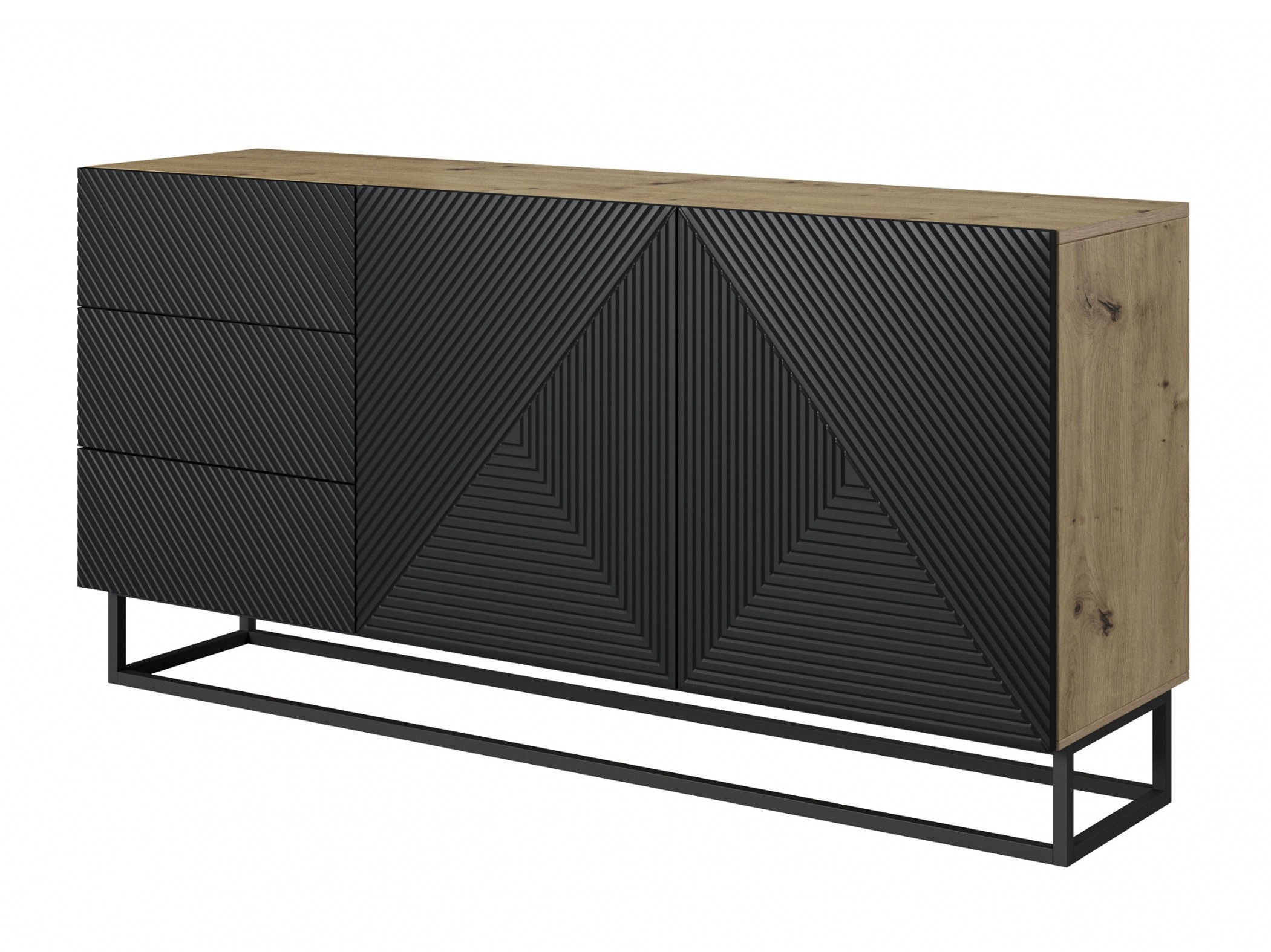 Komoda Dortivi 114 (Artisan ąžuolas + Matinė juoda)