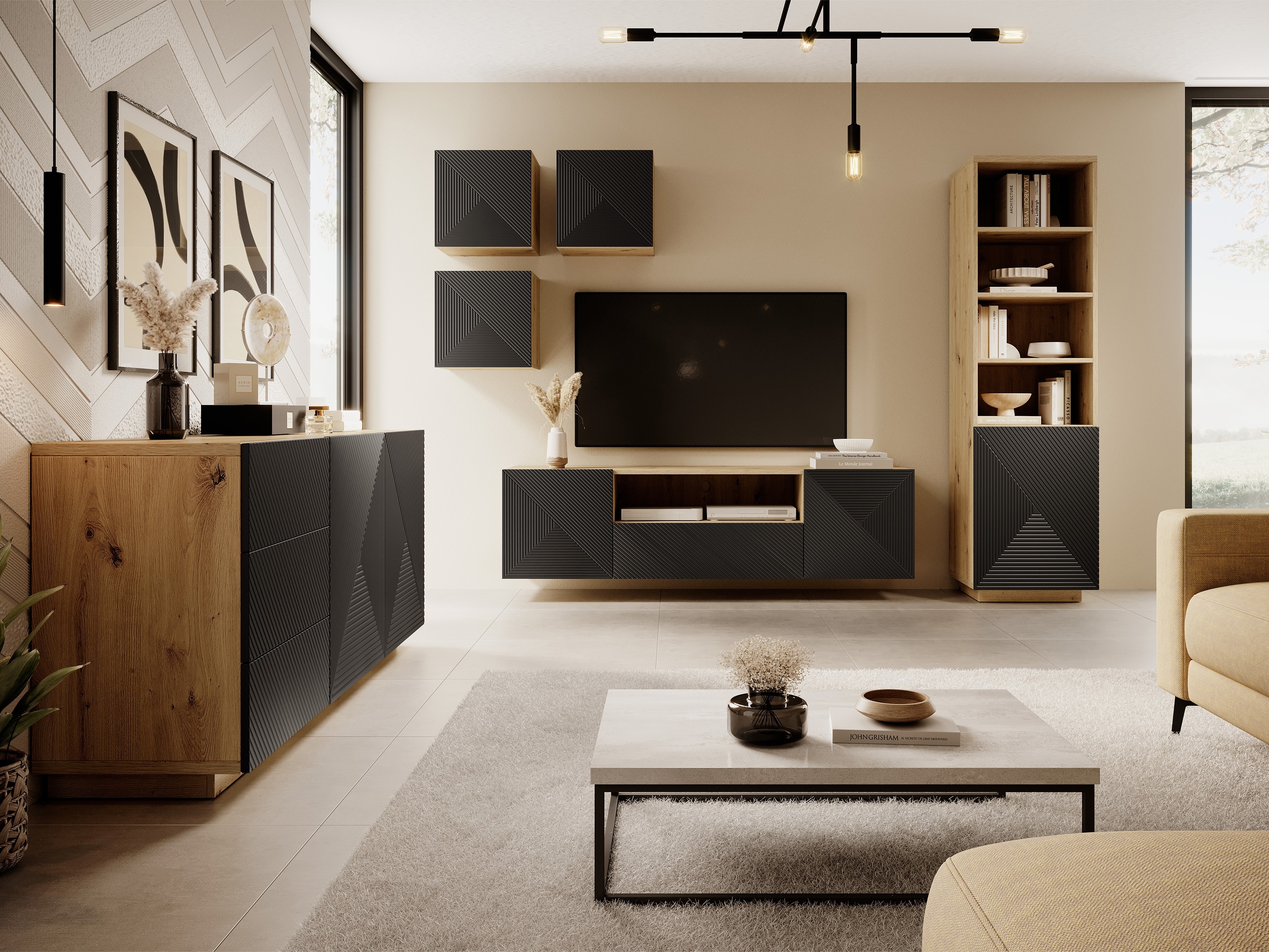 Lentyna Dortivi 115 (Artisan ąžuolas + Matinė juoda)