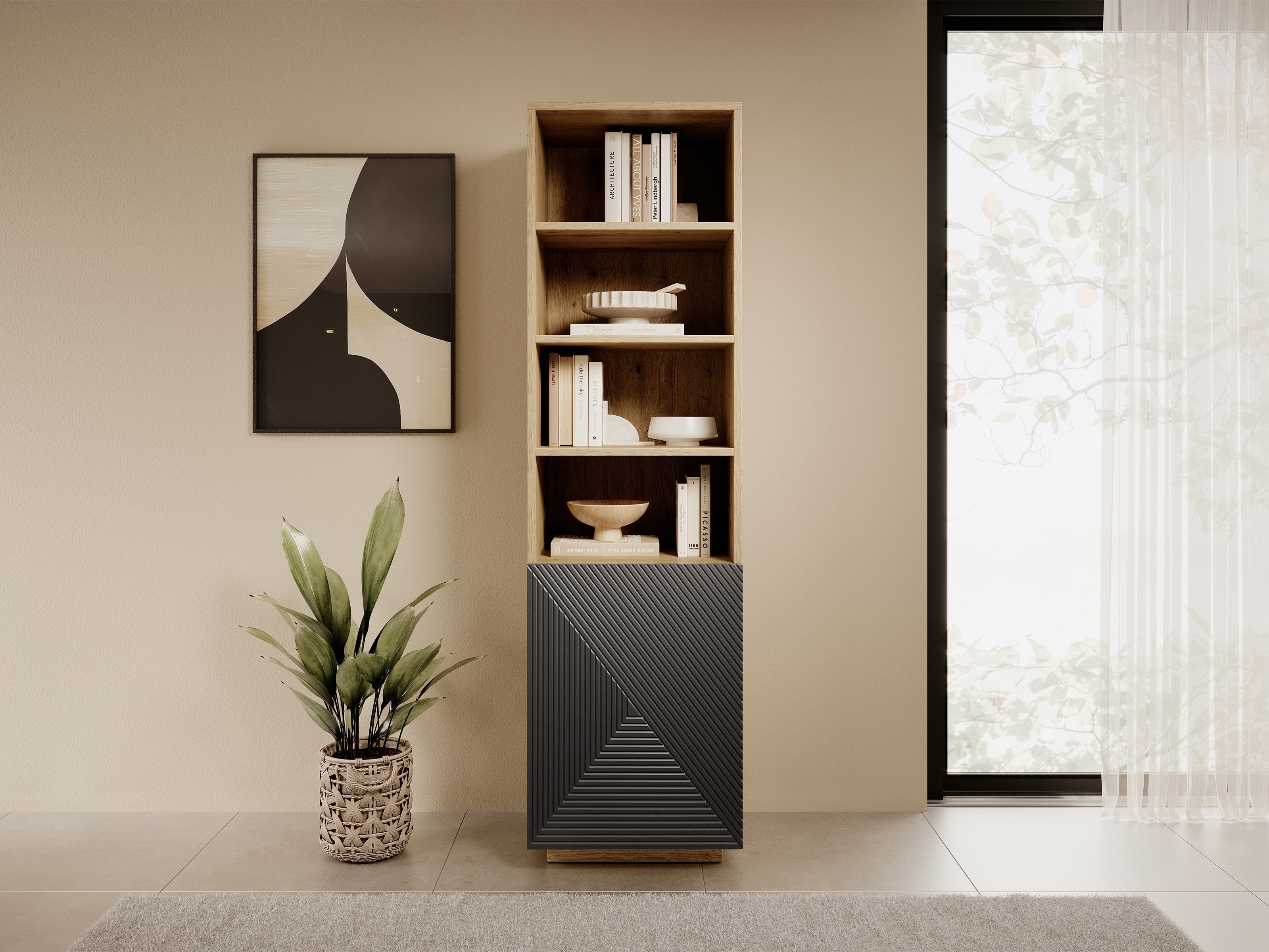 Lentyna Dortivi 115 (Artisan ąžuolas + Matinė pilka)