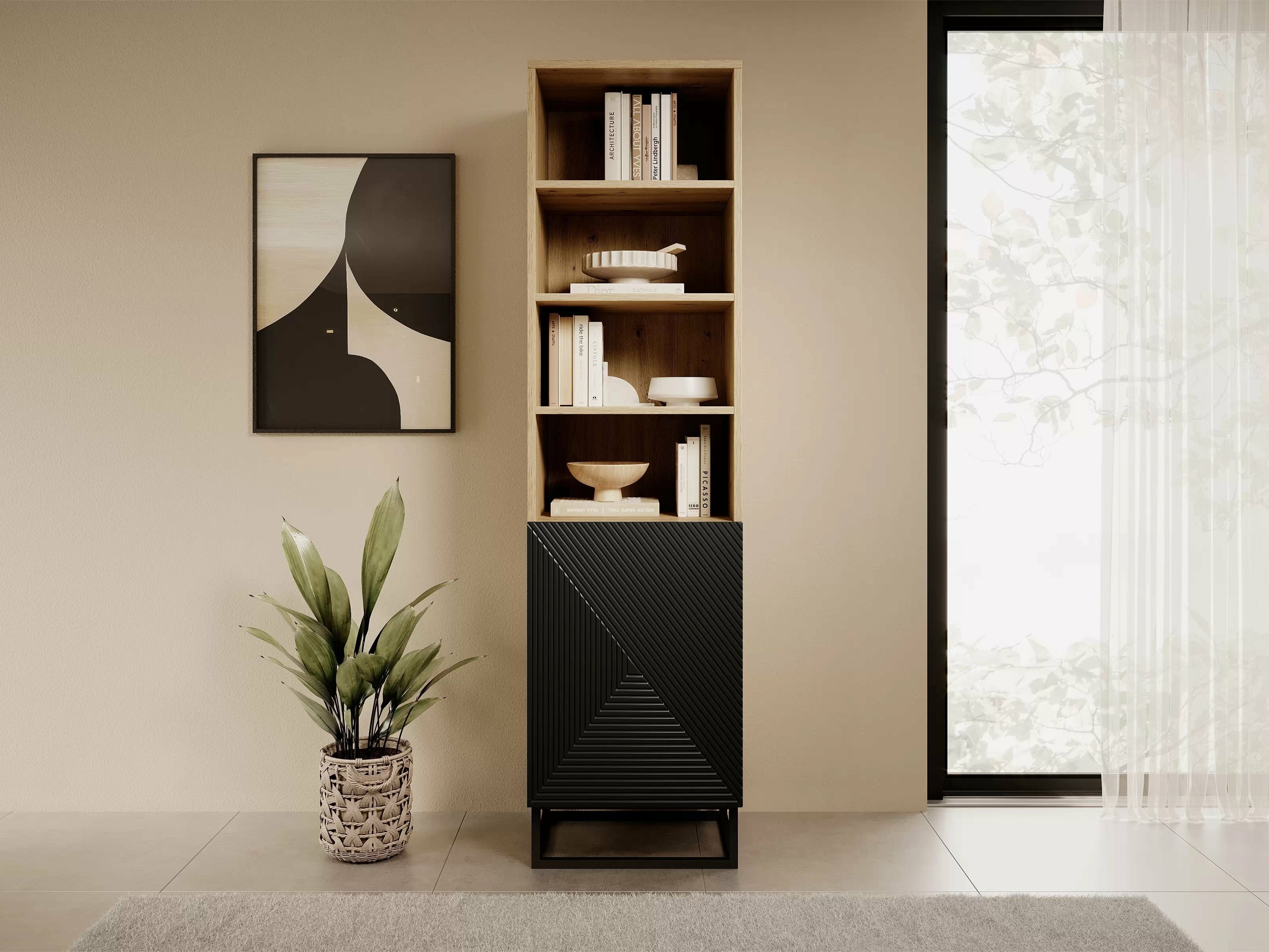 Lentyna Dortivi 116 (Artisan ąžuolas + Matinė juoda)