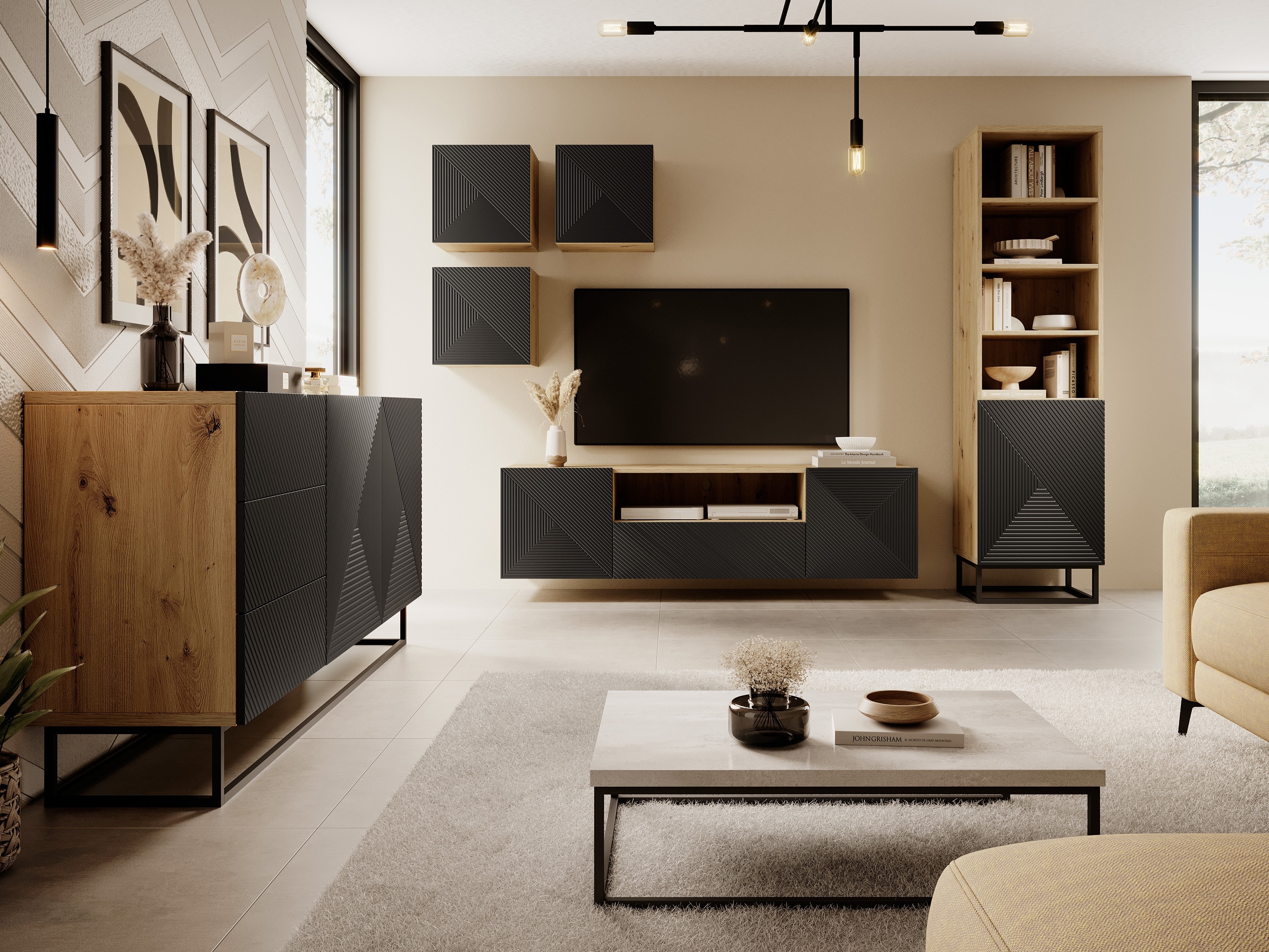 Lentyna Dortivi 116 (Artisan ąžuolas + Matinė juoda)