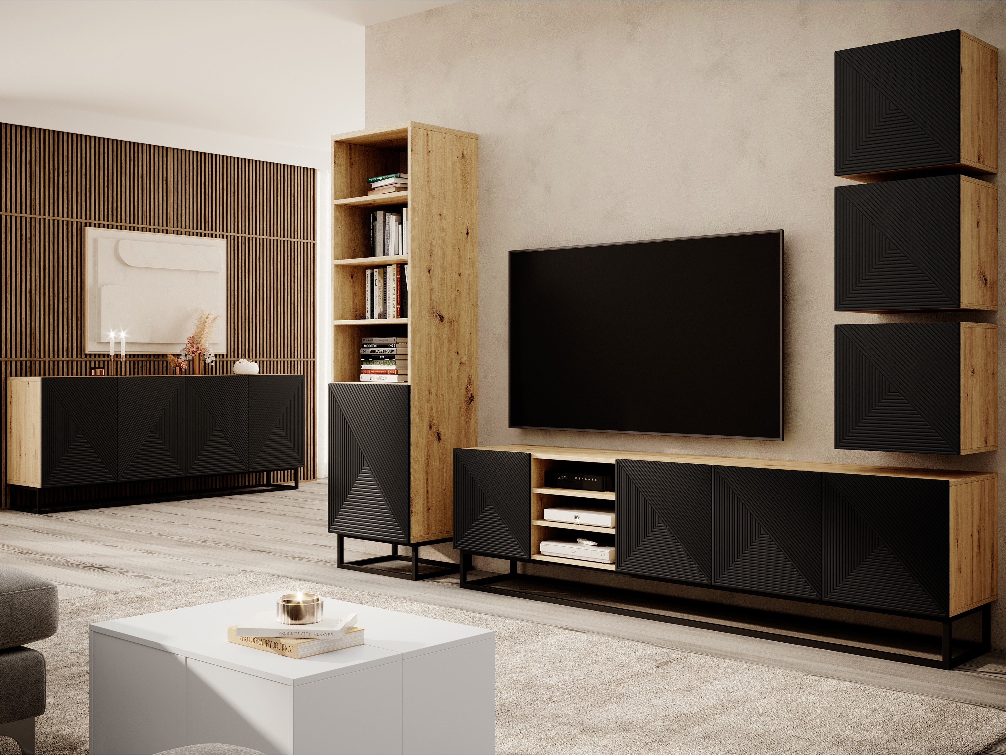 Lentyna Dortivi 116 (Artisan ąžuolas + Matinė juoda)