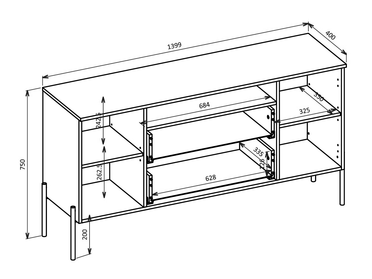 Komoda Levtenu 114 (Ąžuolas + Kašmyras)