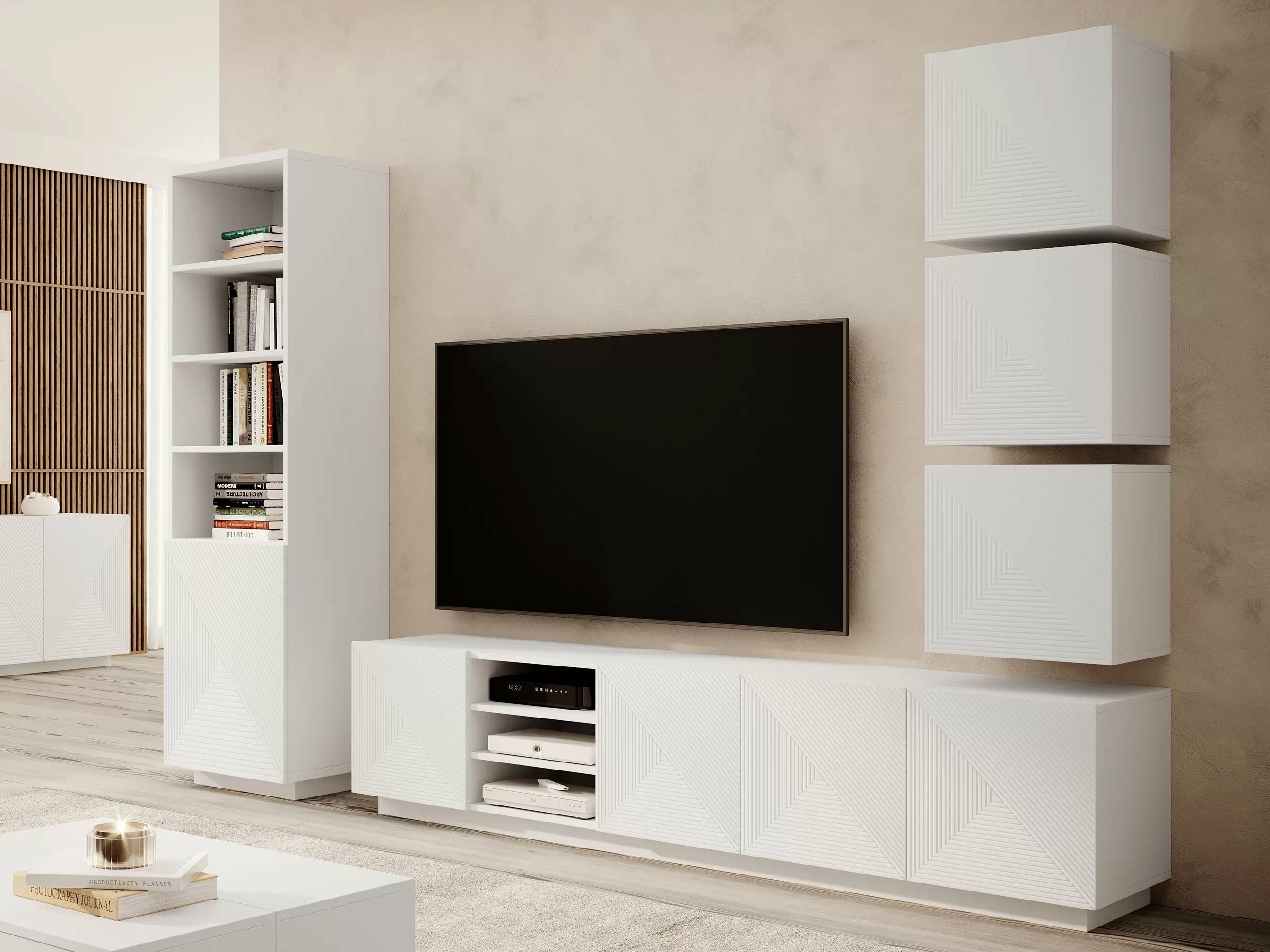 Svetainės komplektas Dortivi 124 (Matinė balta)