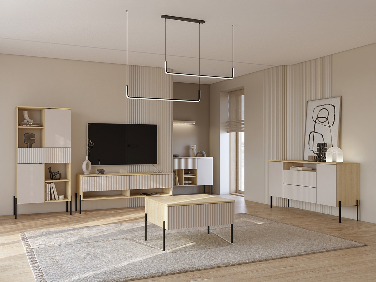 Svetainės komplektas Levtenu 118 (Ąžuolas + Kašmyras)