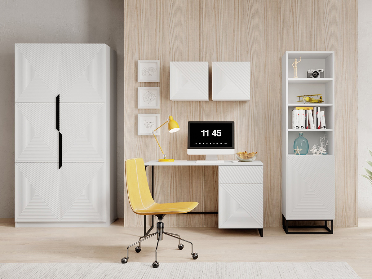 Namų biuro komplektas Dortivi 120 (Matinė balta)