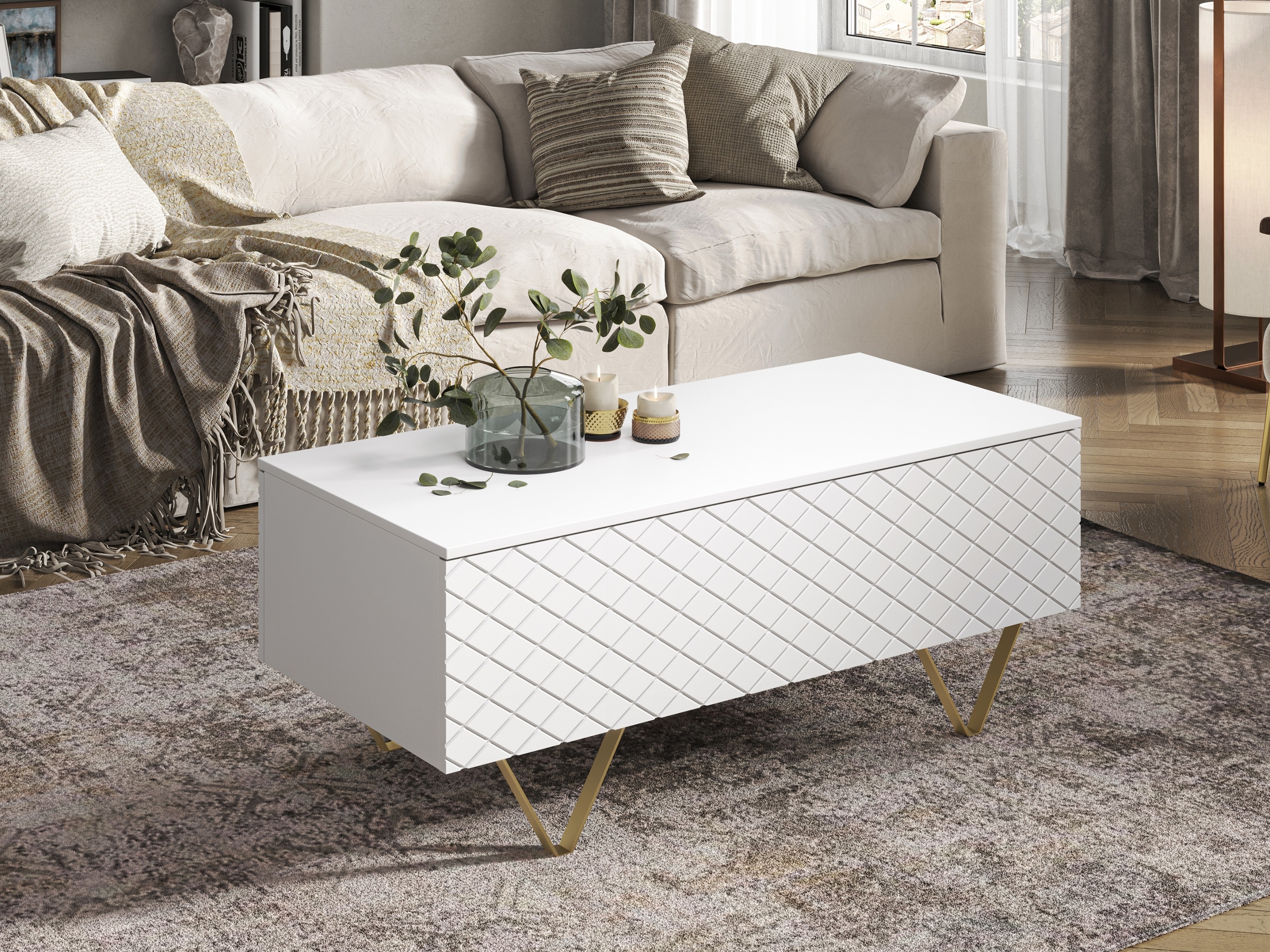 Žurnalinis staliukas Sorbala 100 (Balta)