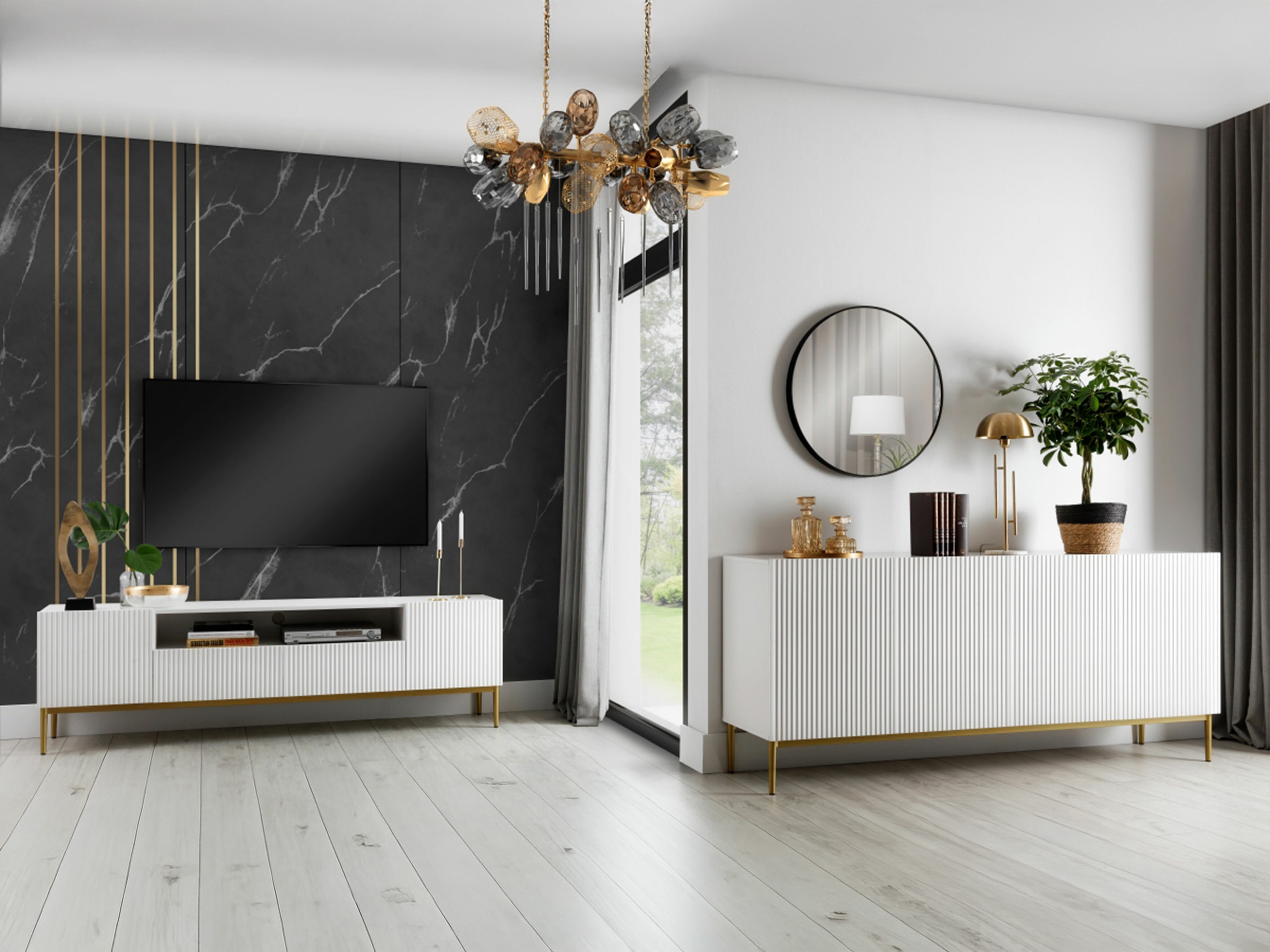 Svetainės komplektas Melfelu 140 (Balta)