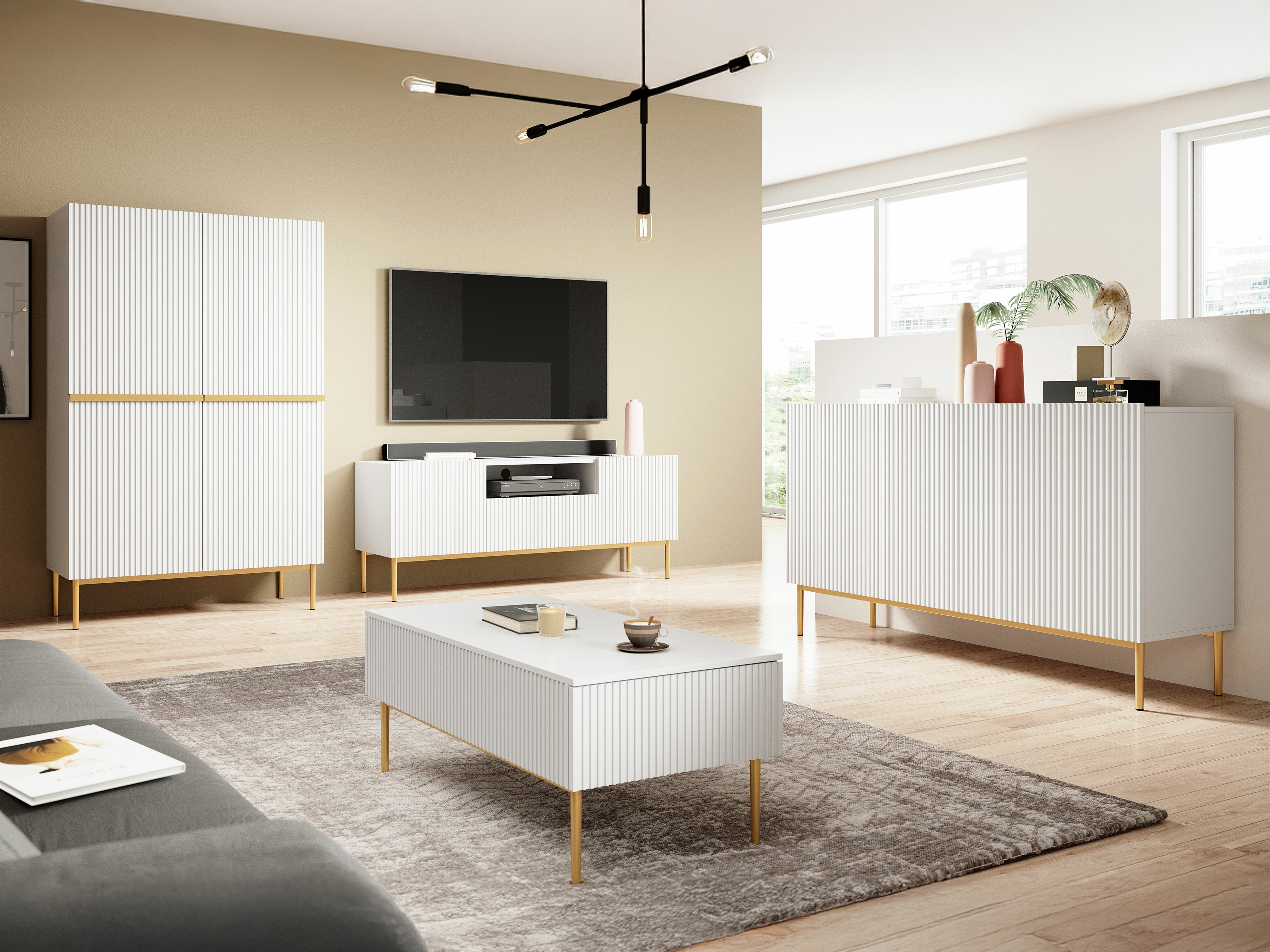 Svetainės komplektas Melfelu 141 (Balta)