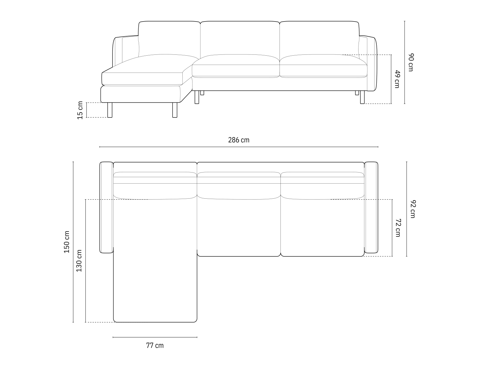 Minkštas kampas Delavie 105 (Paris Cream)