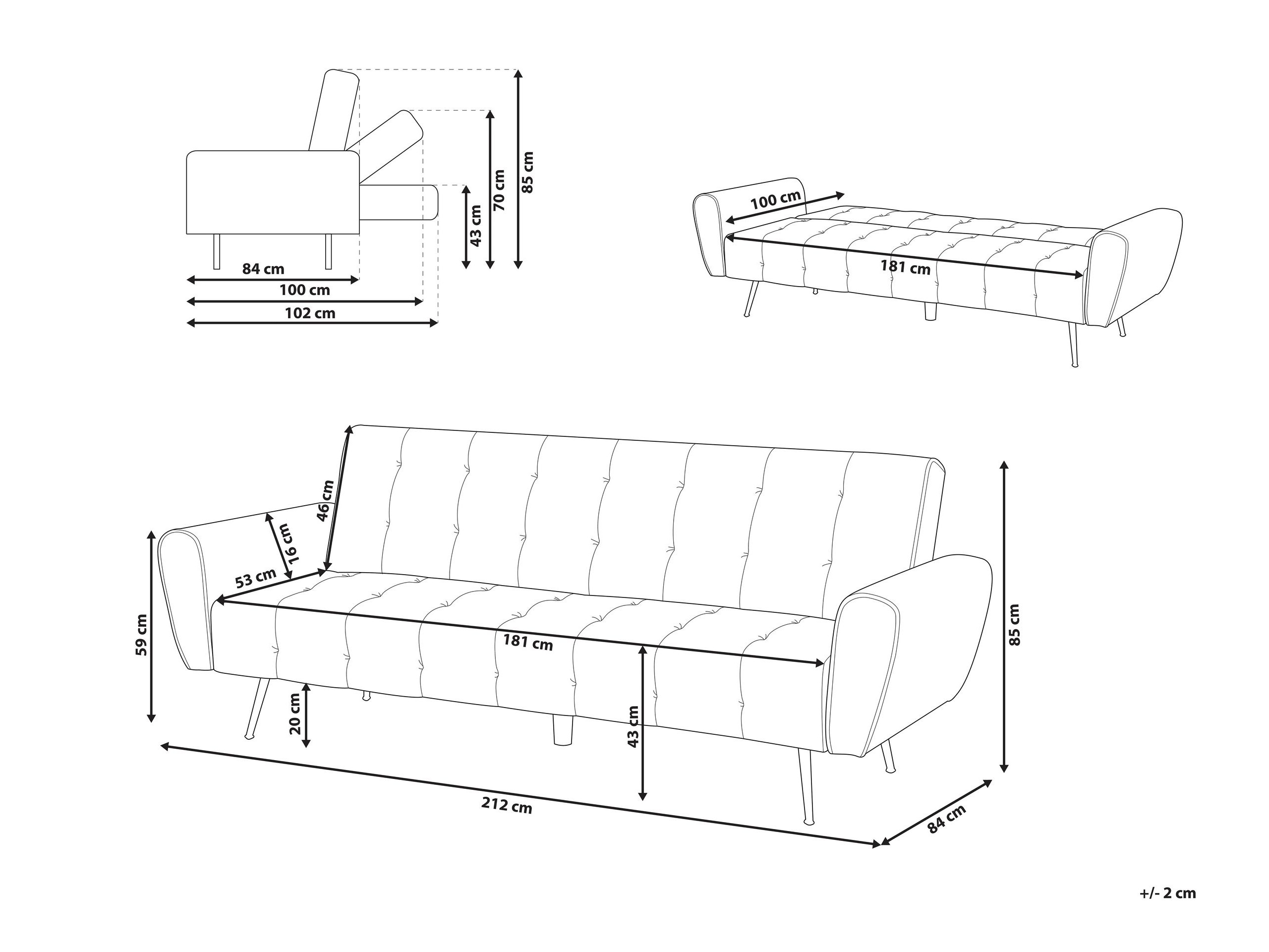 Sofa lova Berwyn 1560 (Pilka)