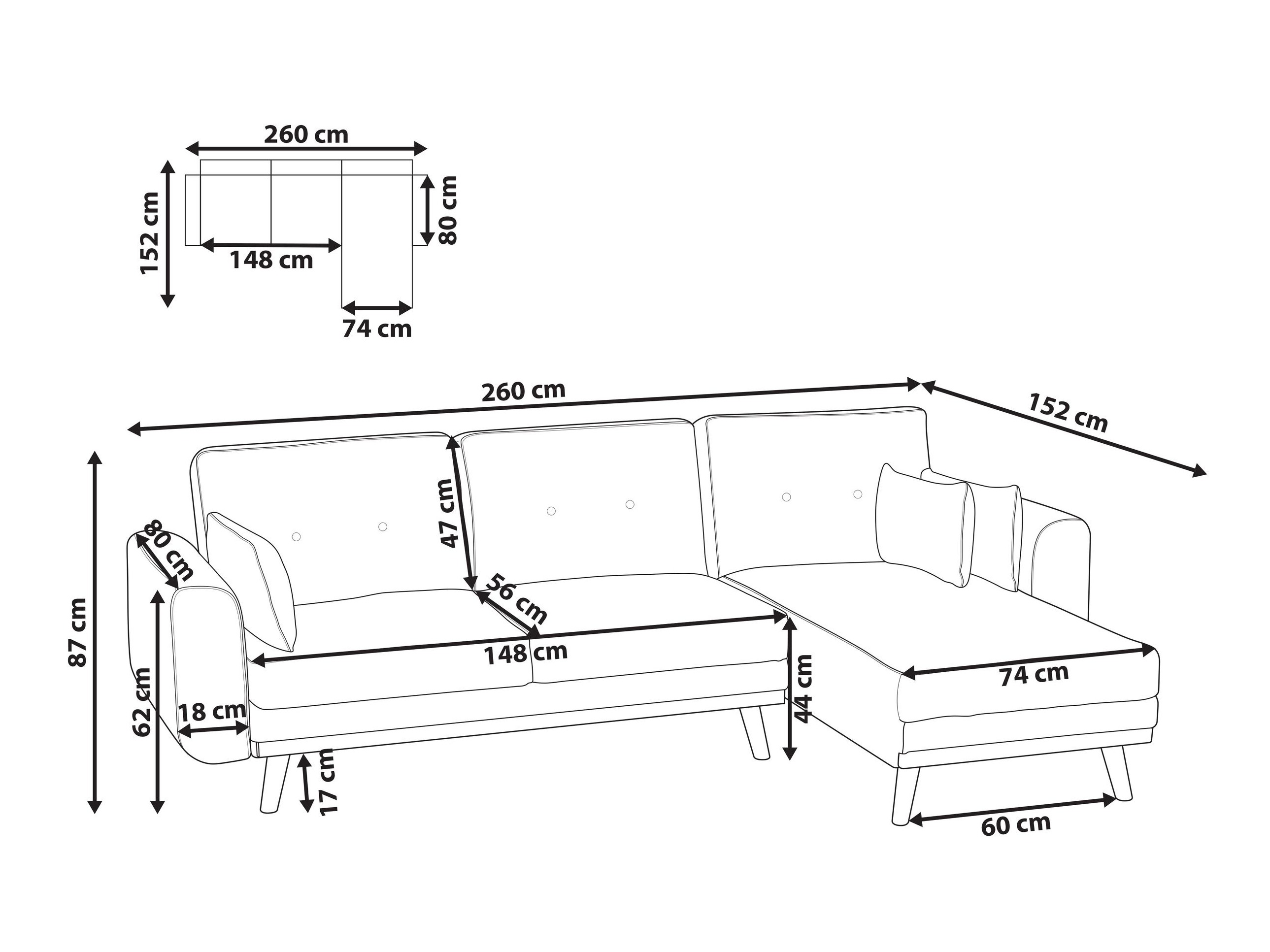 Minkštas kampas Berwyn 2795 (Balta)