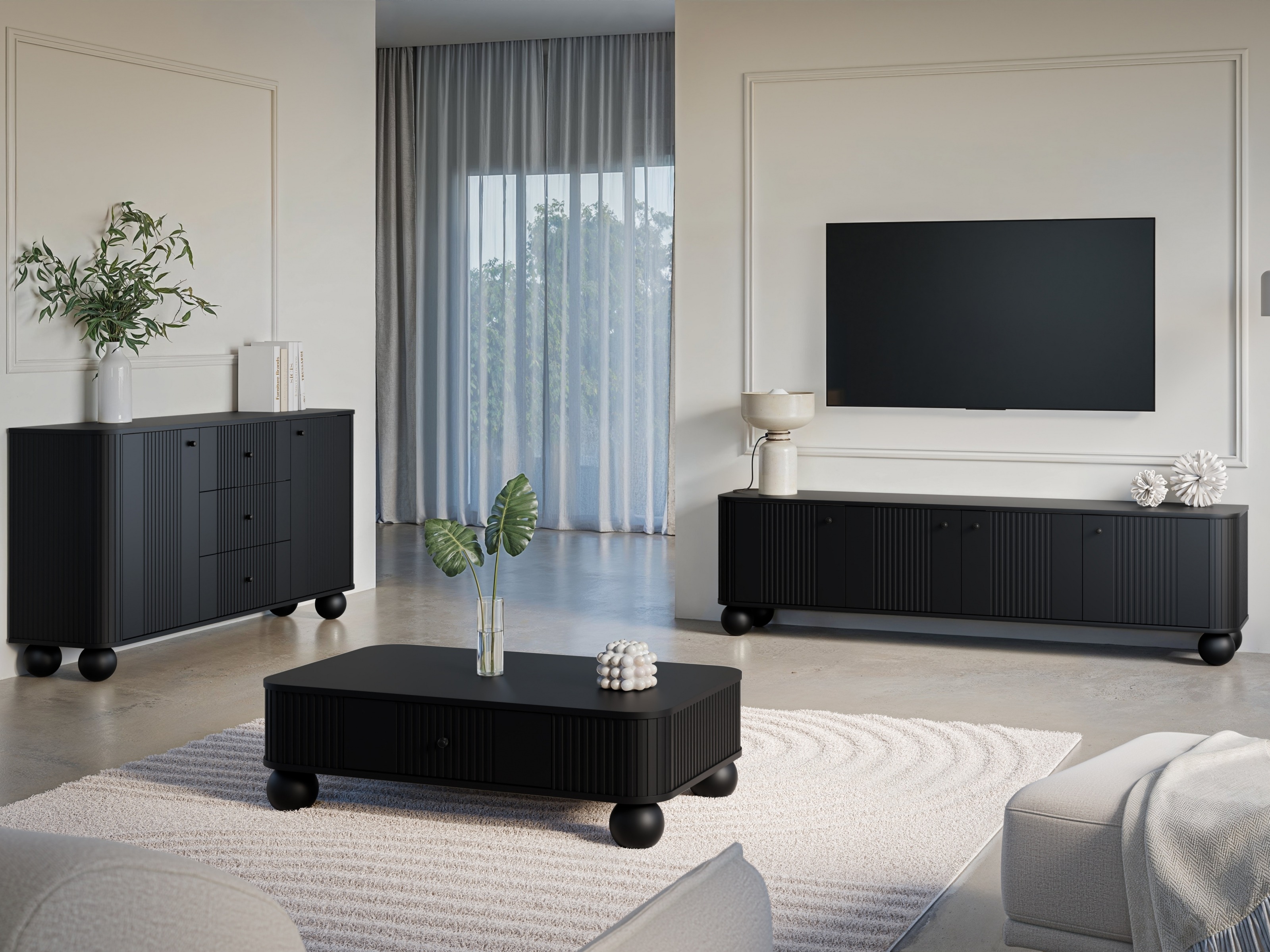 Svetainės komplektas Fioveso 106 (Juoda)