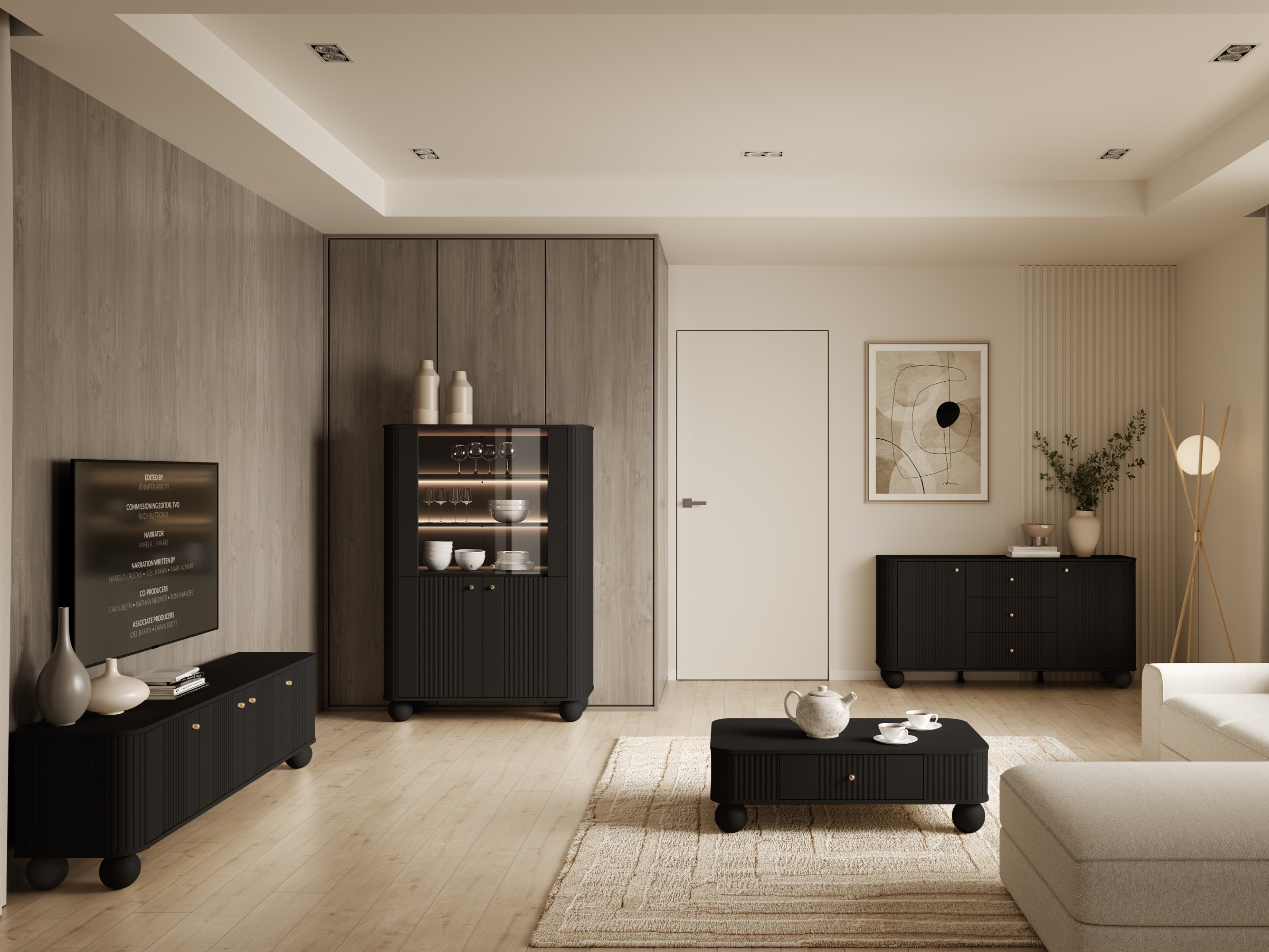 Svetainės komplektas Fioveso 108 (Juoda)