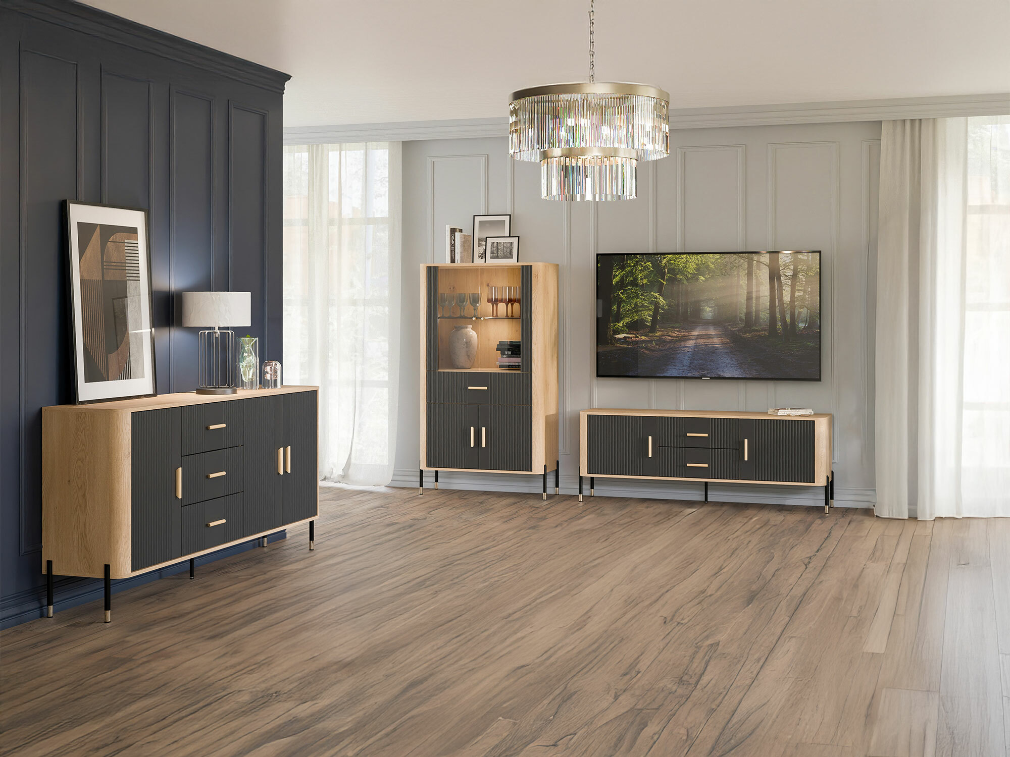 Svetainės komplektas Flosora 147 (Antracitas)