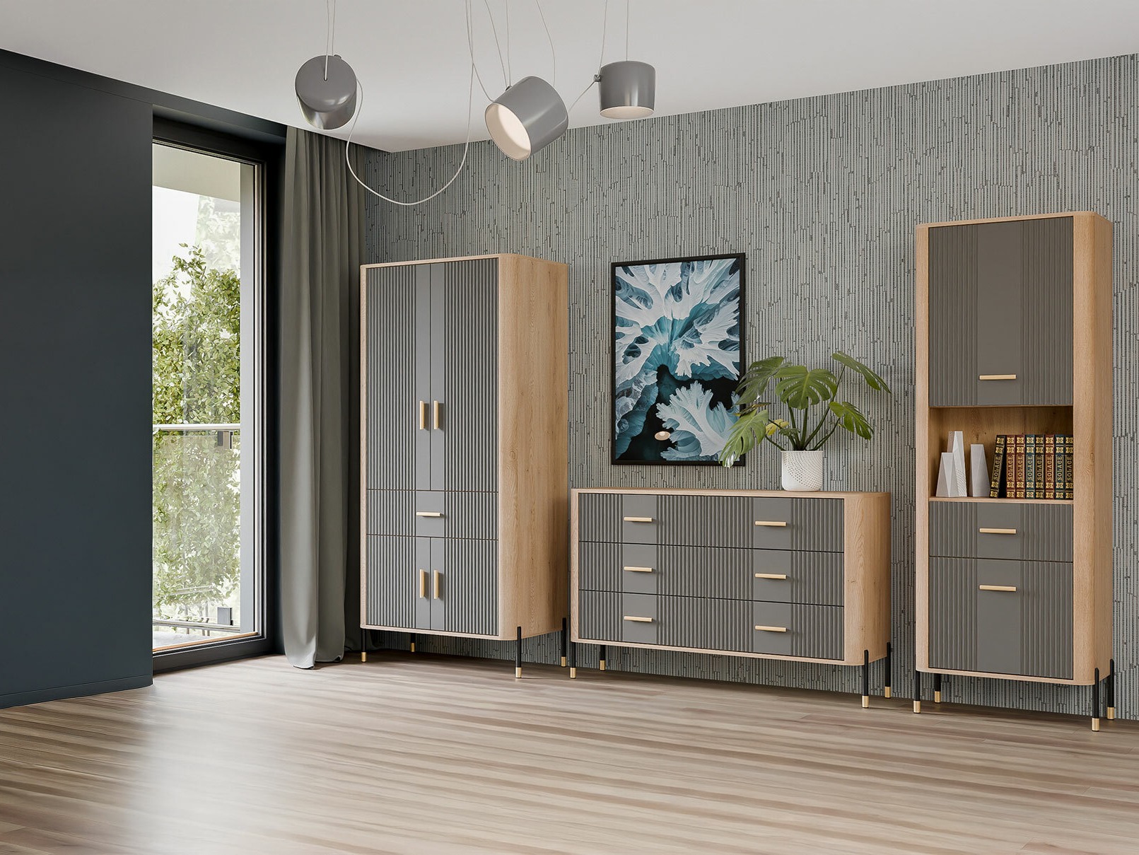 Svetainės komplektas Flosora 149 (Pilka)