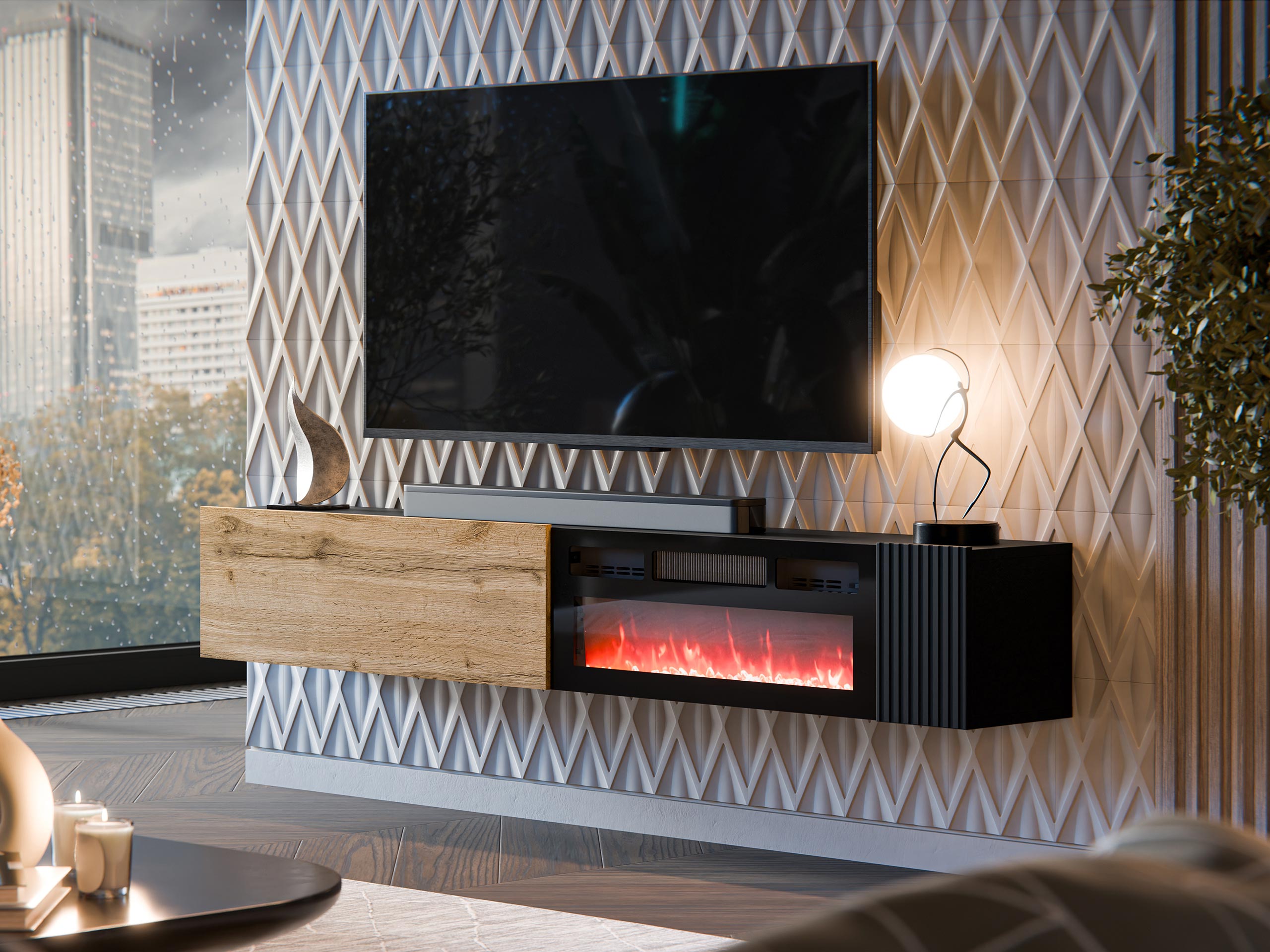 TV staliukas Calveru 110 (Votan ąžuolas + Juoda)