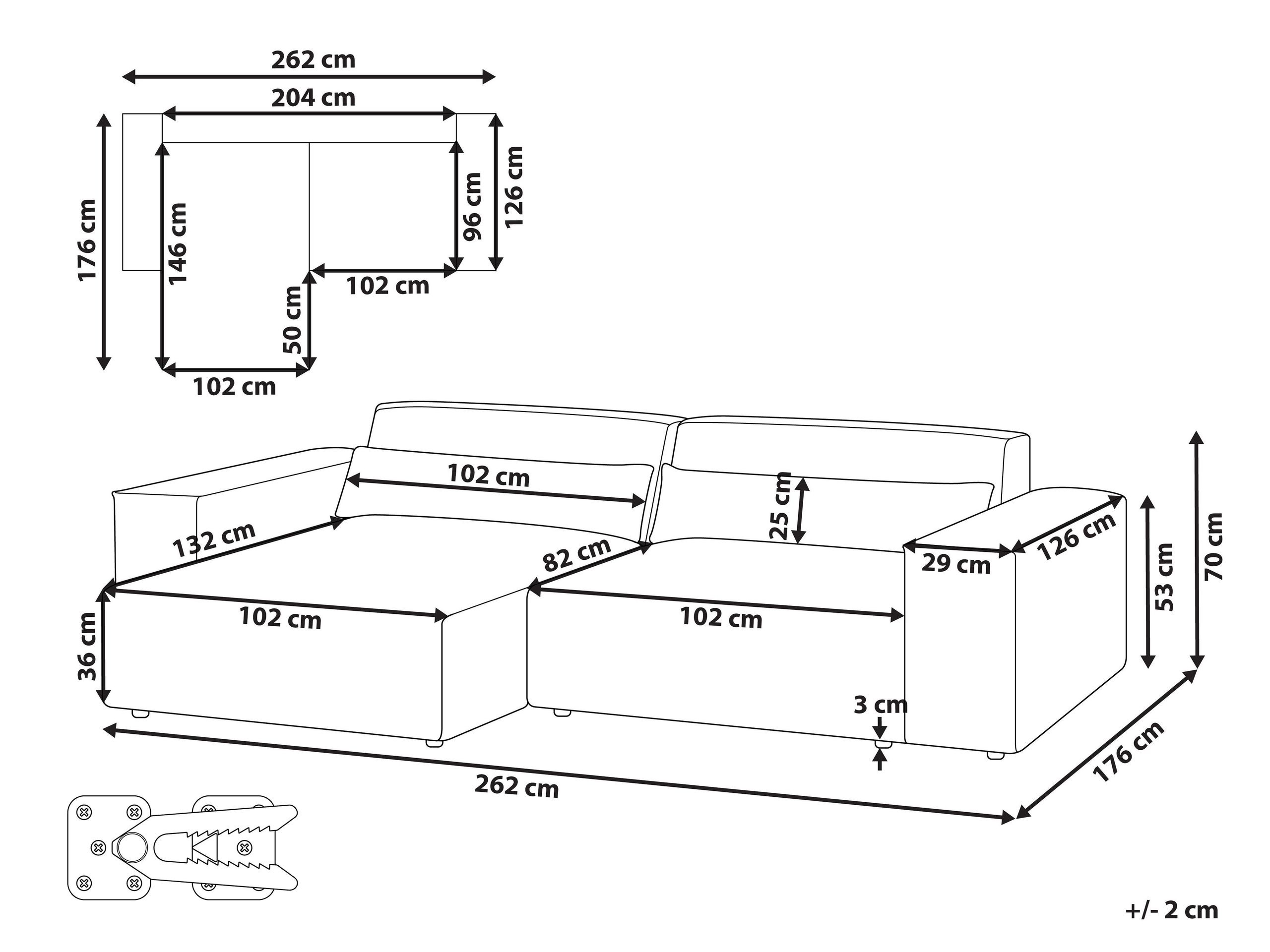 Minkštas kampas Berwyn 2840 (Pilka)