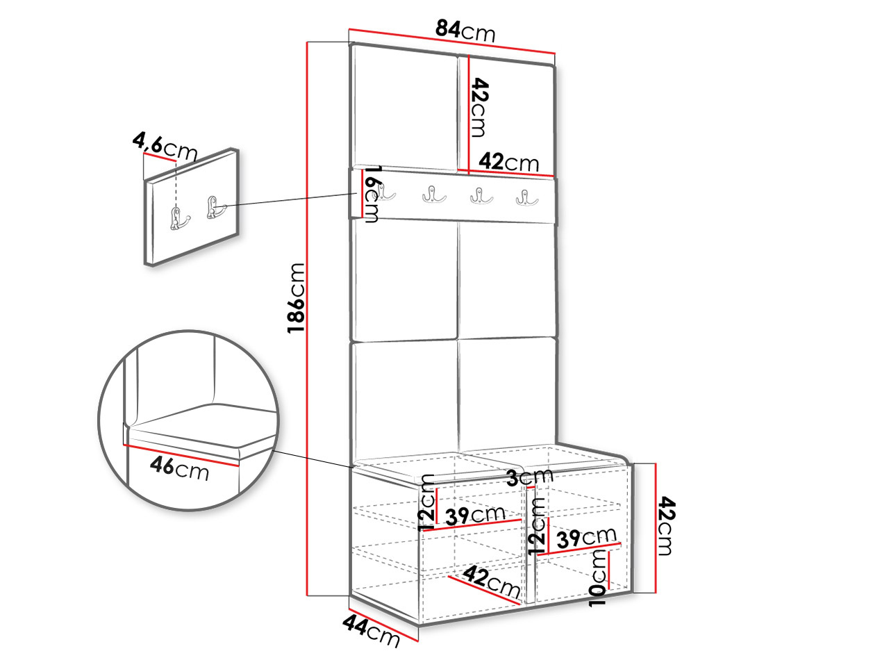 Prieškambario komplektas Hartford 267 (Grafitas)