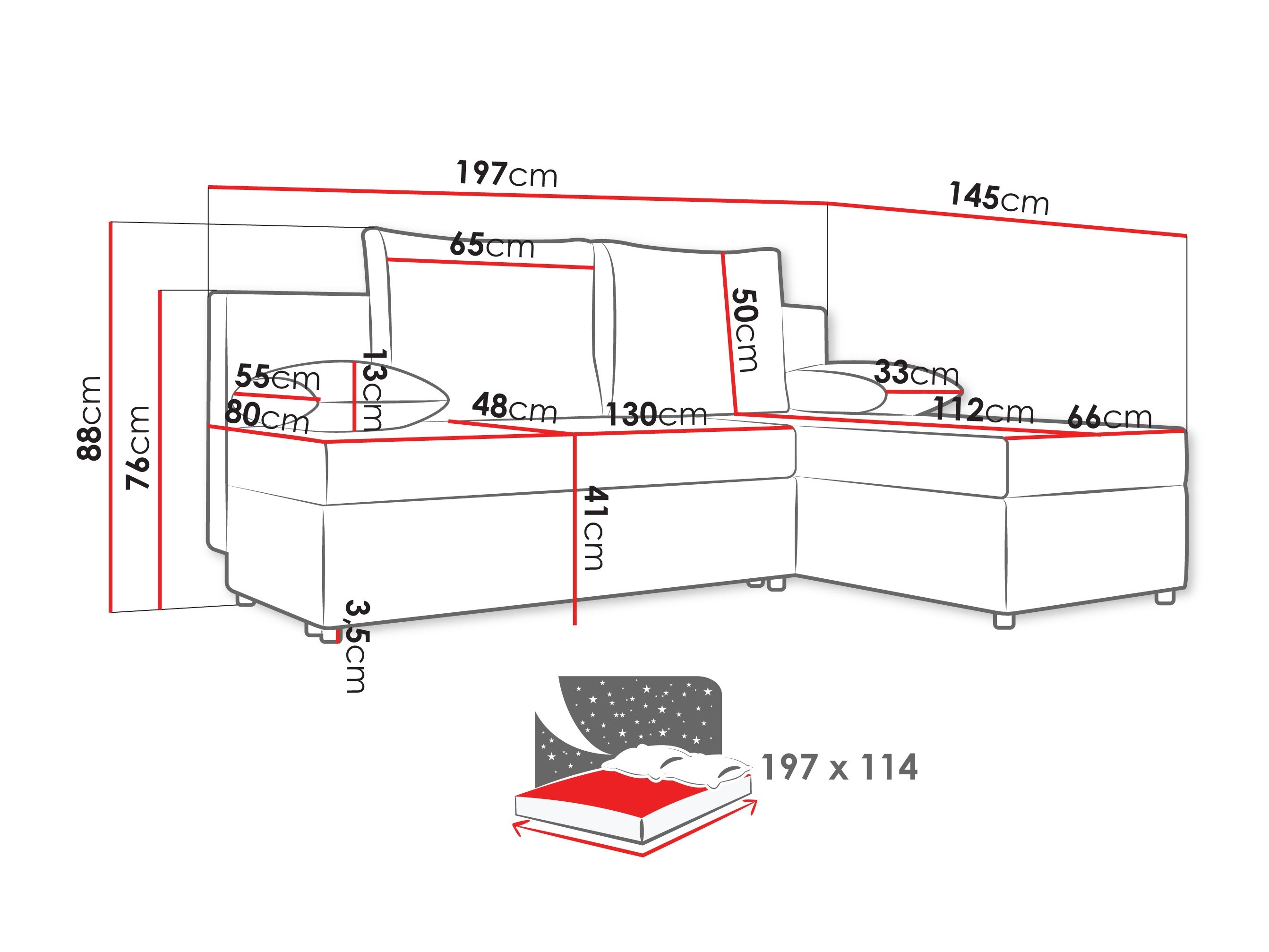 Minkštas kampas Euclid 100 (Poso 100)