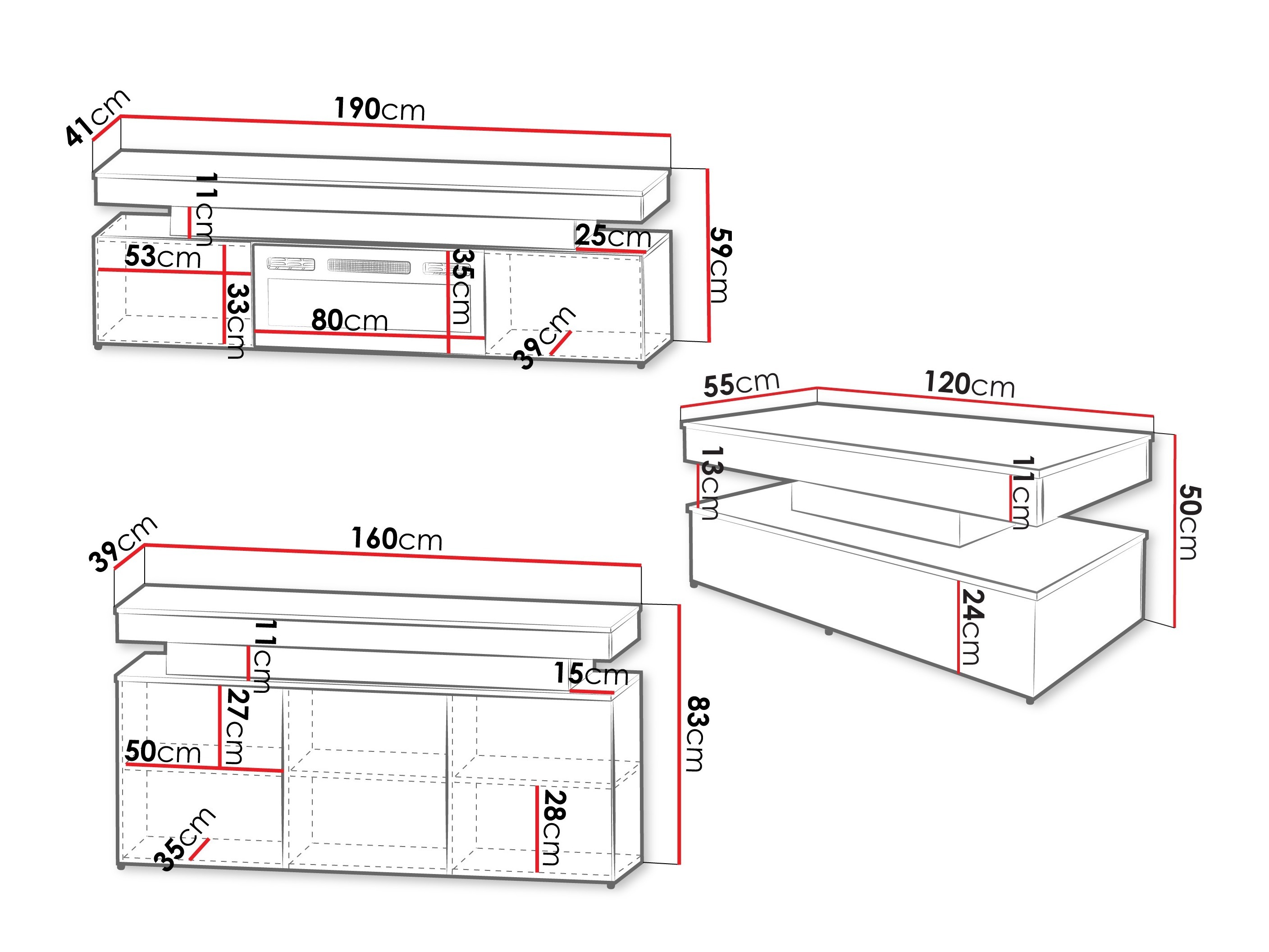 Svetainės komplektas Monfero I (Šviesi ruda)