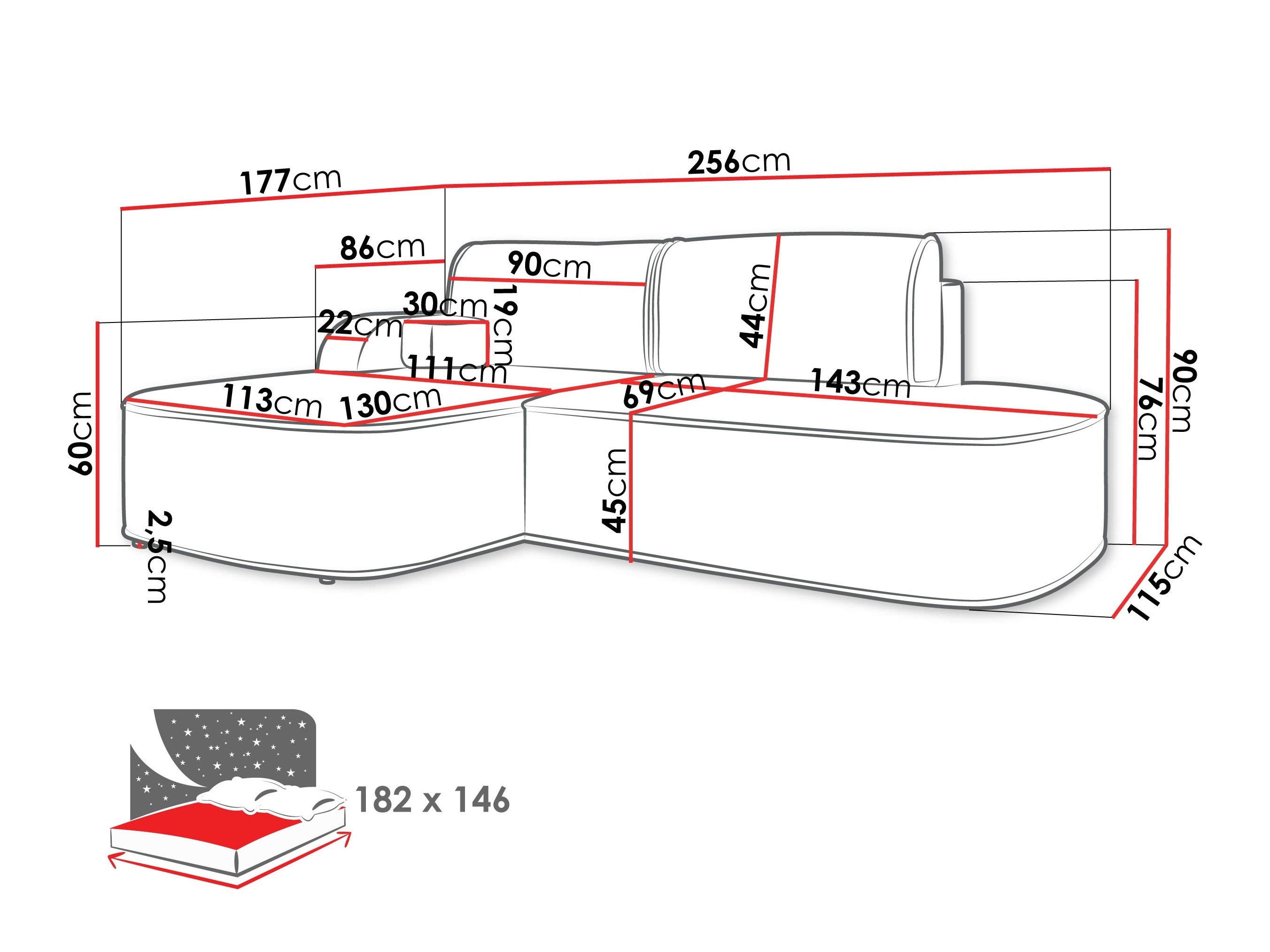 Minkštas kampas Comfivo Sensus (Coral 65)