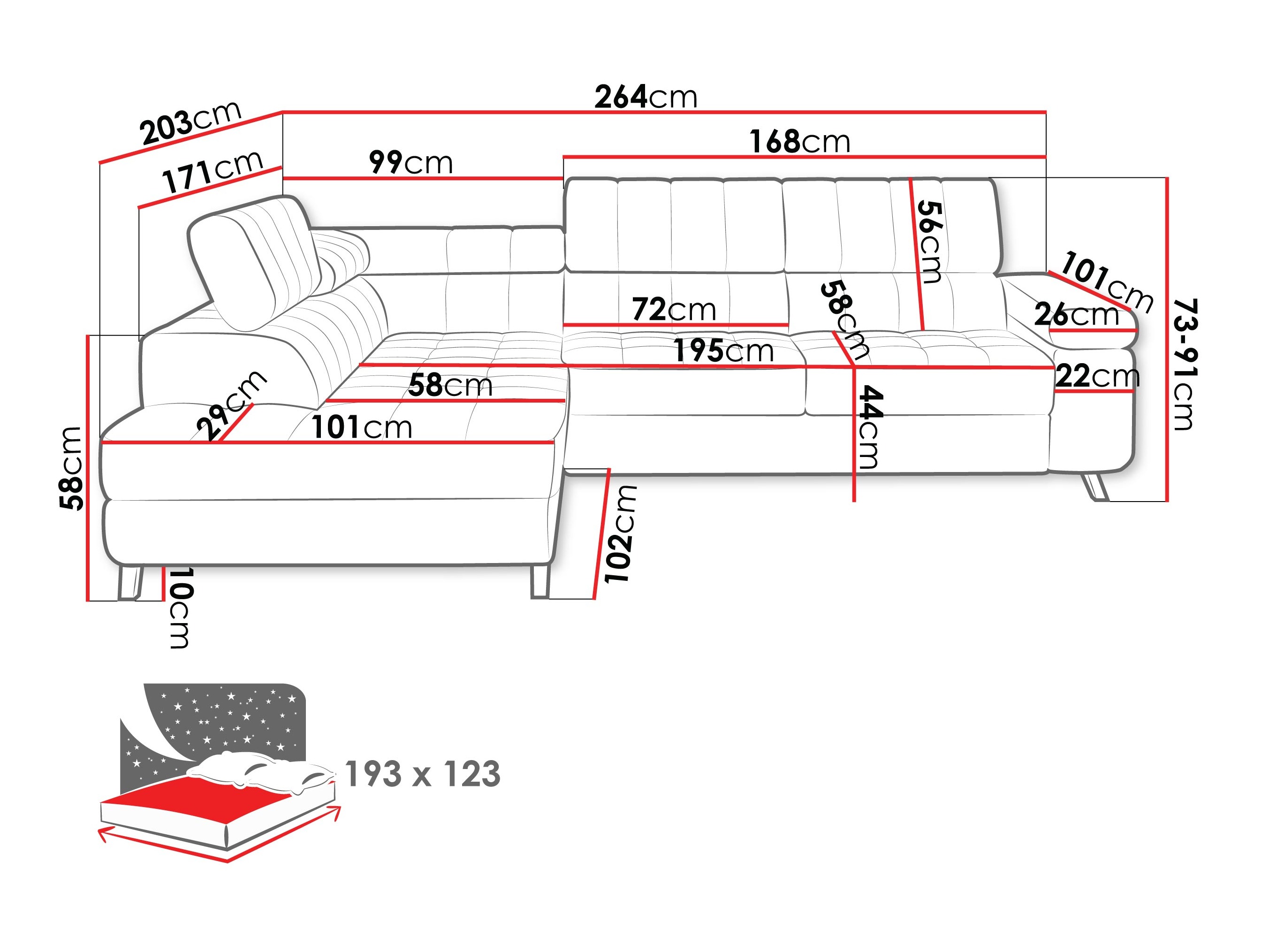 Minkštas kampas Comfivo 207 (Piane 26)