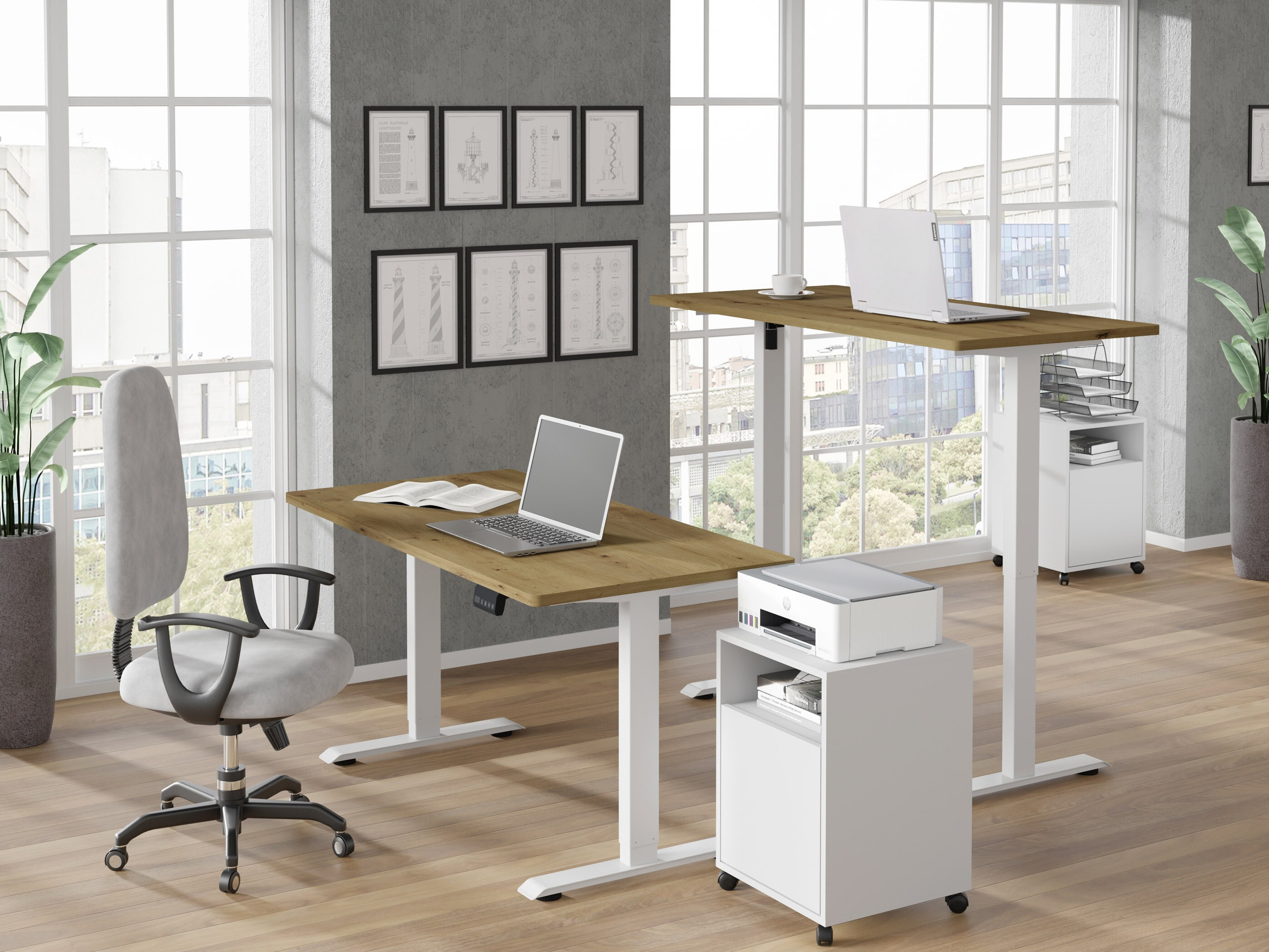 Reguliuojamo aukščio darbo stalas Buffalo 184 (Balta)