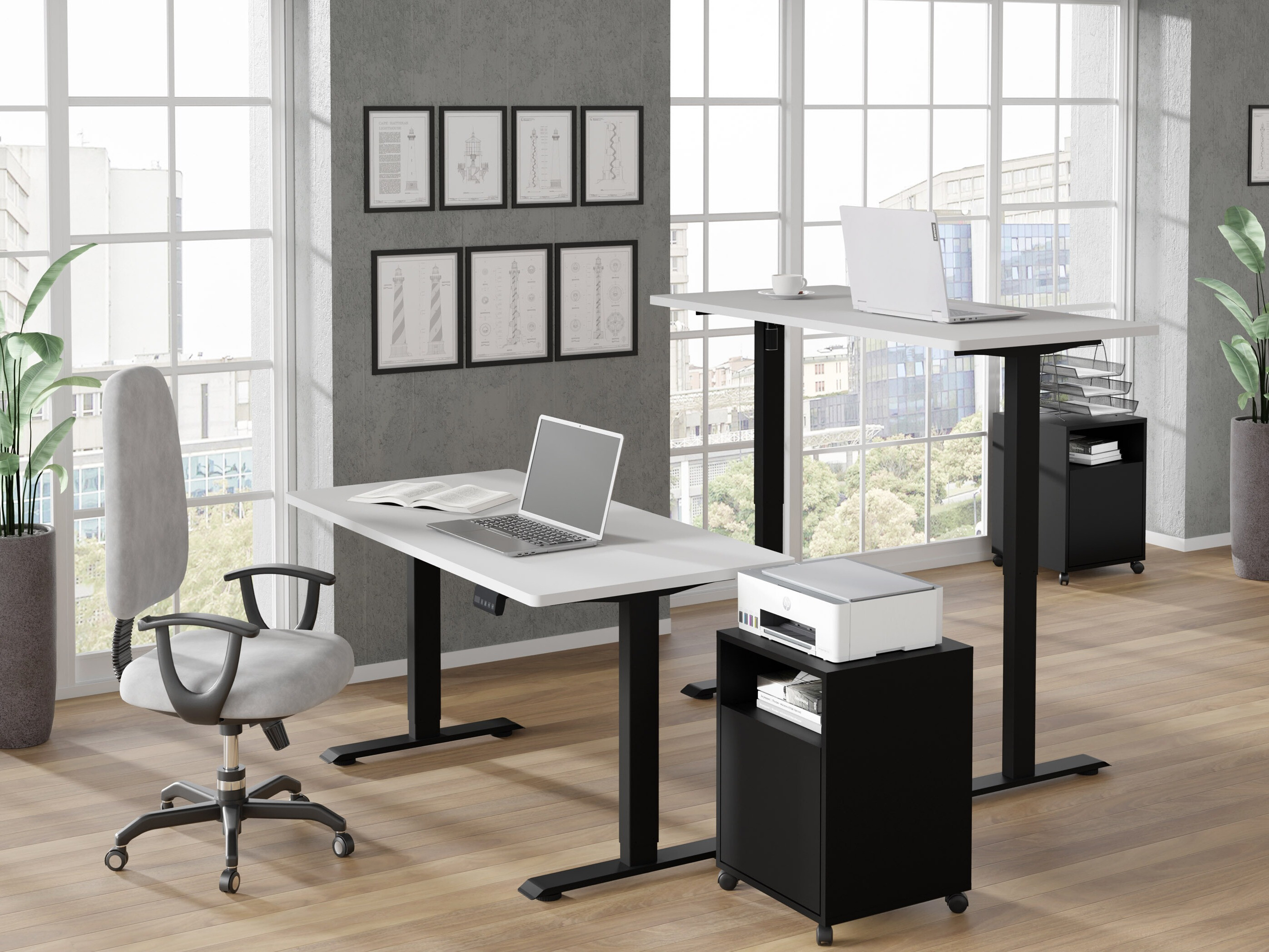 Reguliuojamo aukščio darbo stalas Buffalo 184 (Juoda)