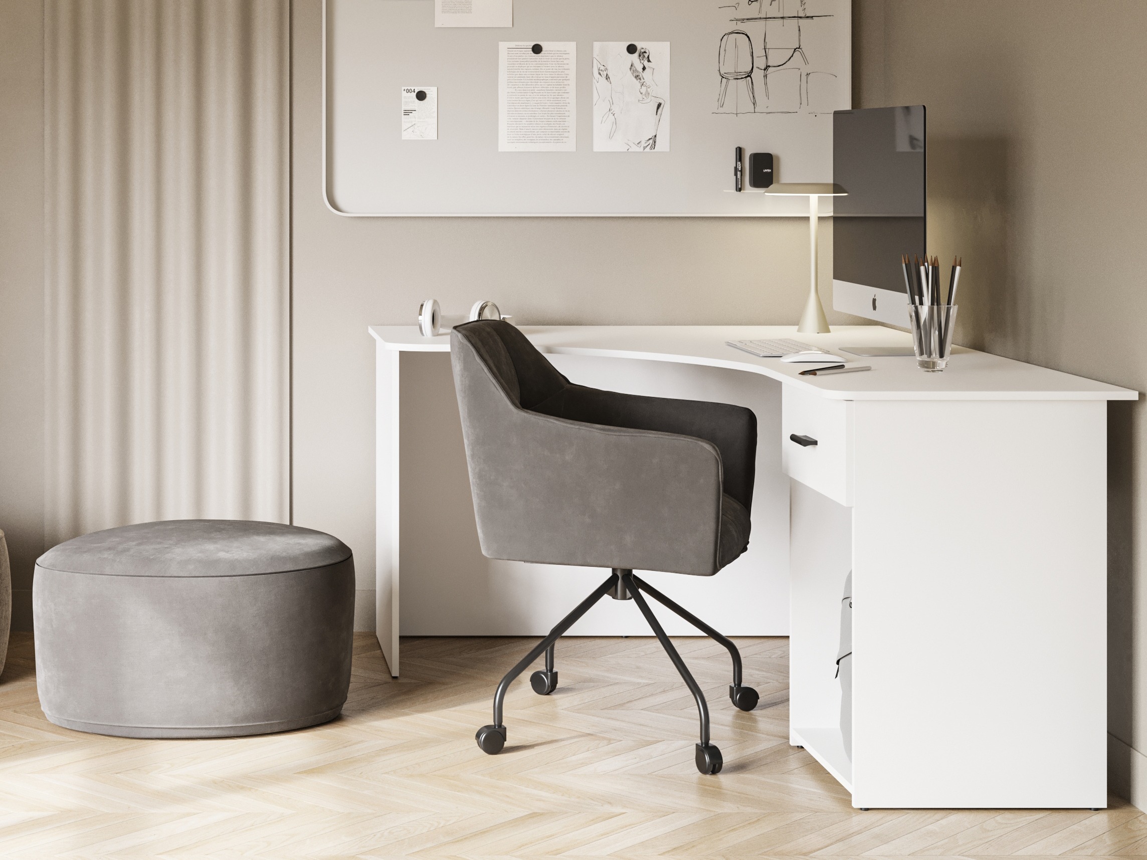 Kampinis darbo stalas Austin 303 (Balta)