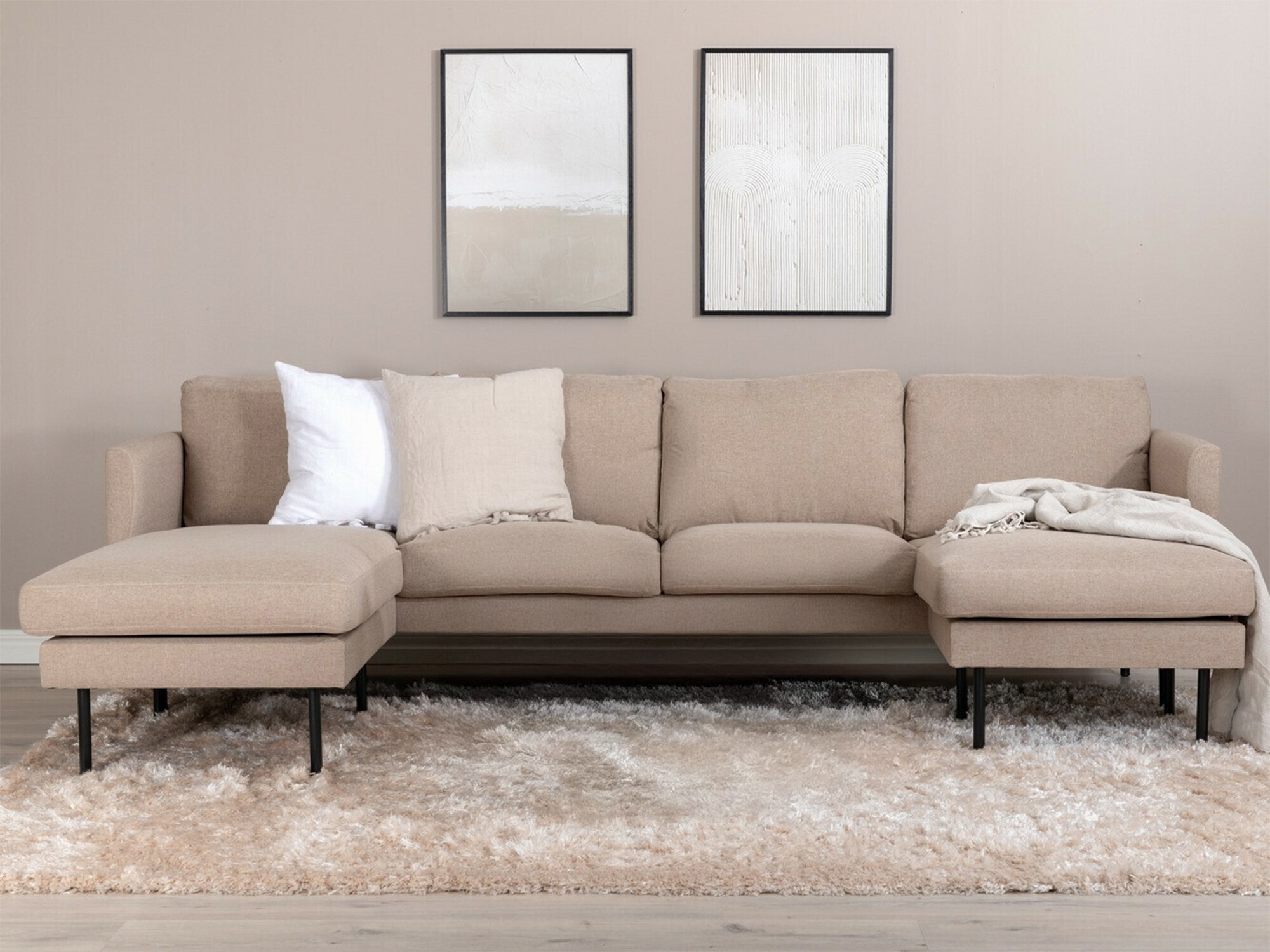 Šviesiai rudi U formos minkšti kampai