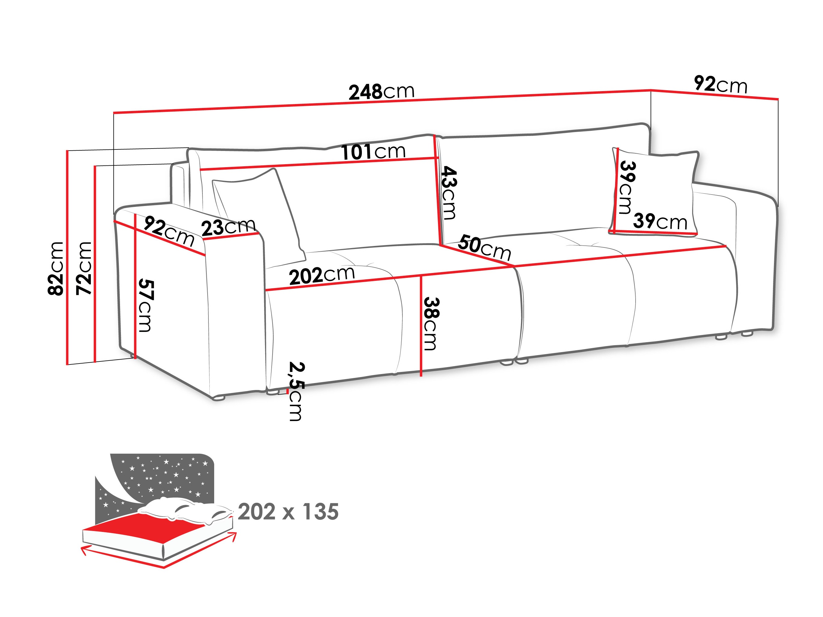 Sofa lova Comfivo Laurus (Coral 50)