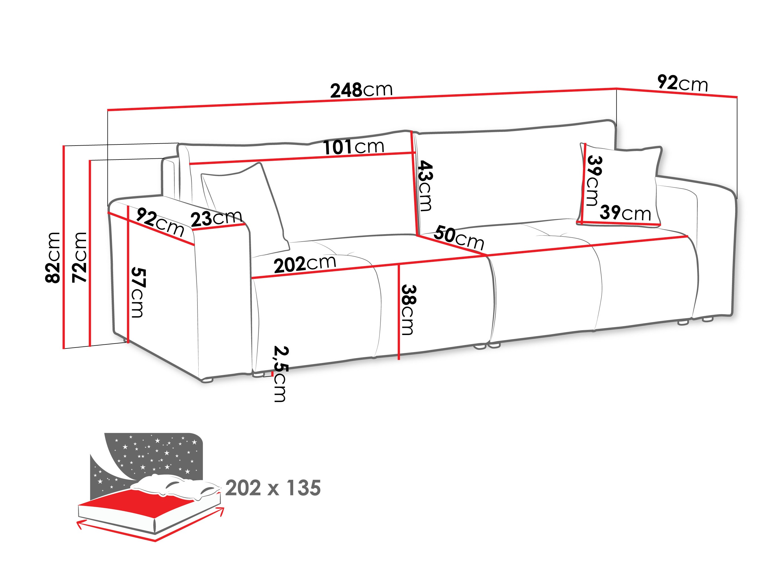 Sofa lova Comfivo Laurus (Coral 55)