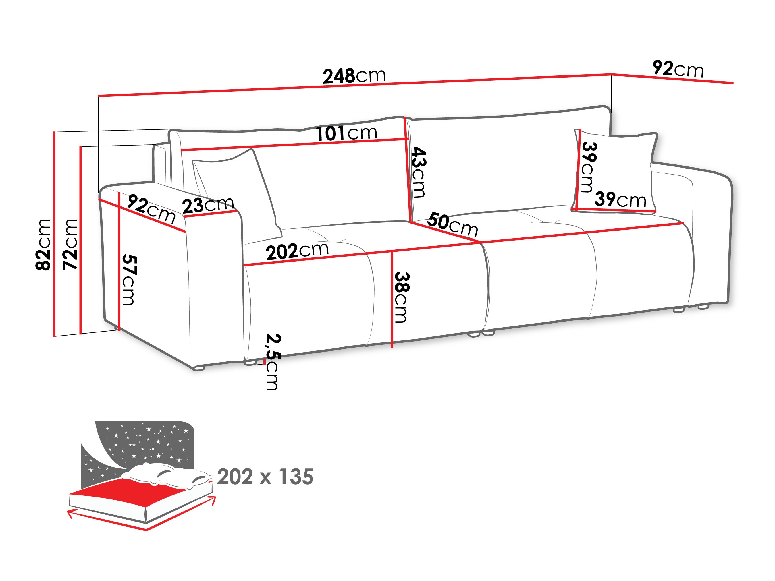 Sofa lova Comfivo Laurus (Coral 80)