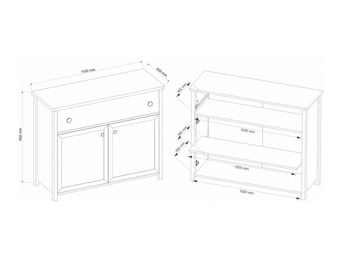 Komoda Romelbo 150 (Smėlinė + Ąžuolas)