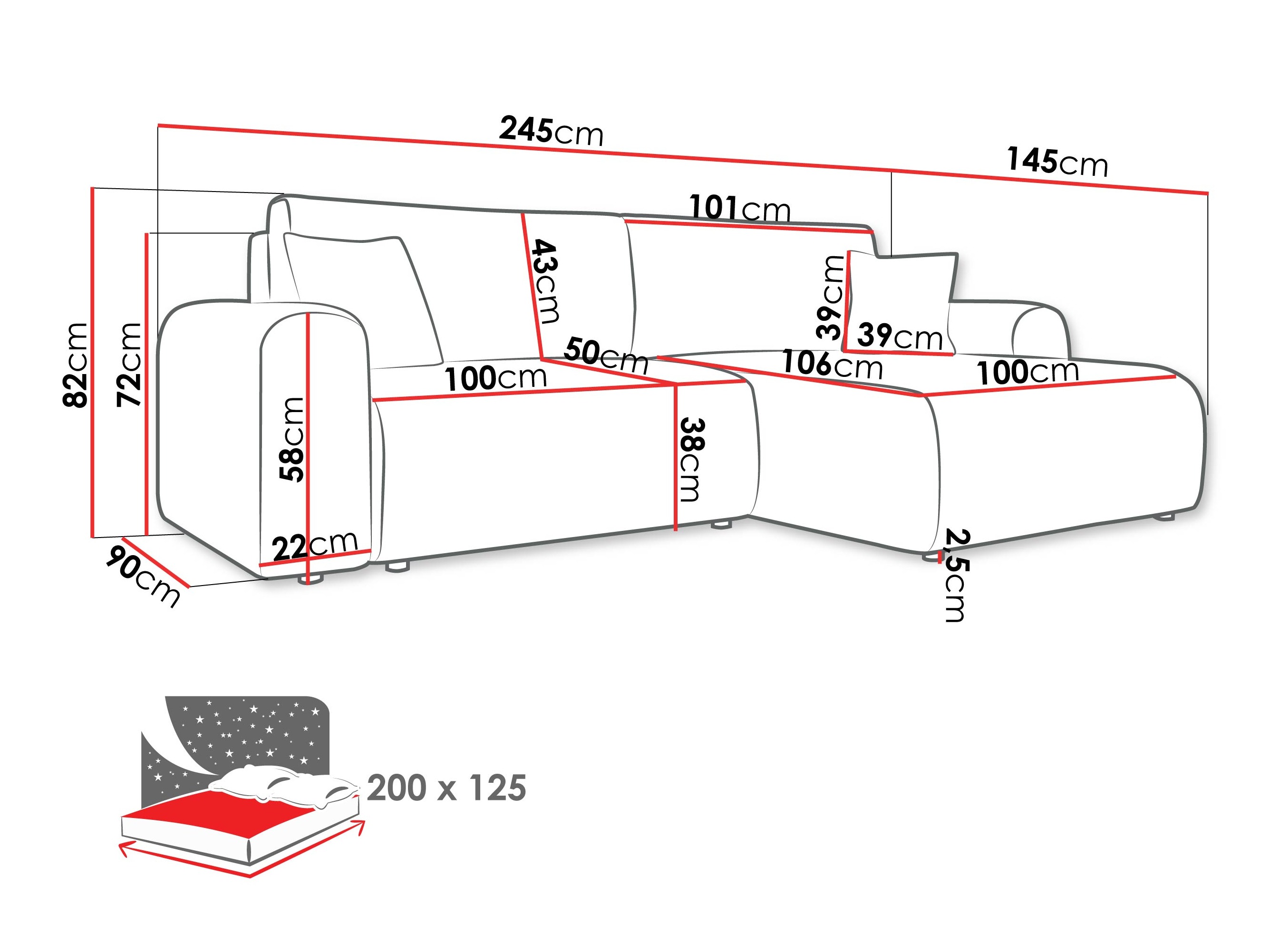 Minkštas kampas Luxum (Taro 01)