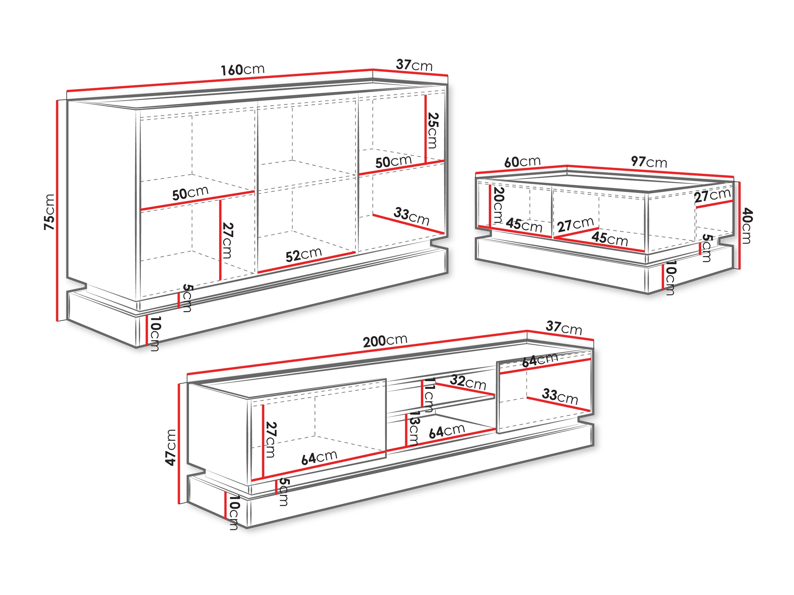 Svetainės komplektas Comfivo Tilia (Juoda + Ąžuolas)