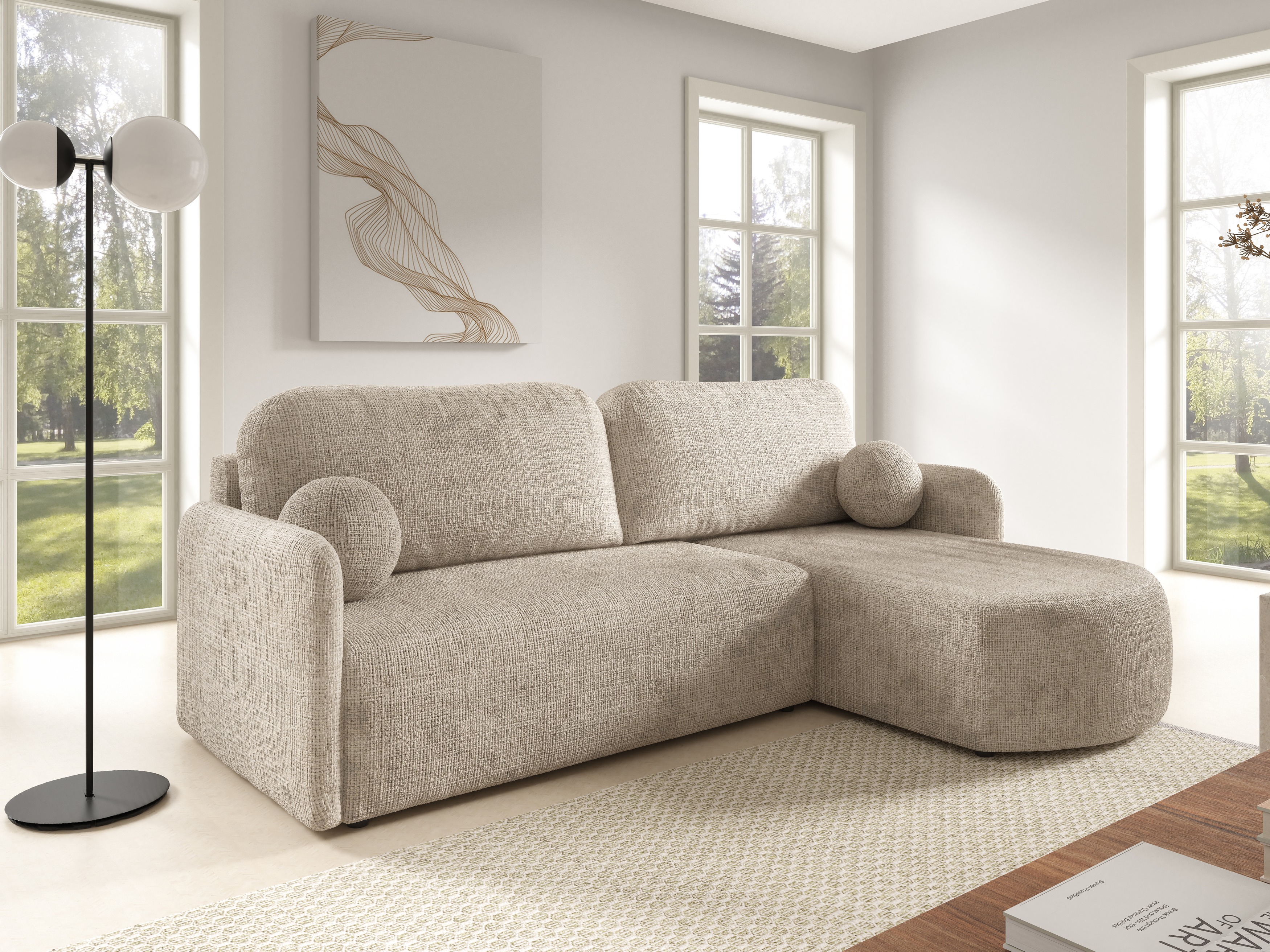 Šviesiai rudi L formos minkšti kampai