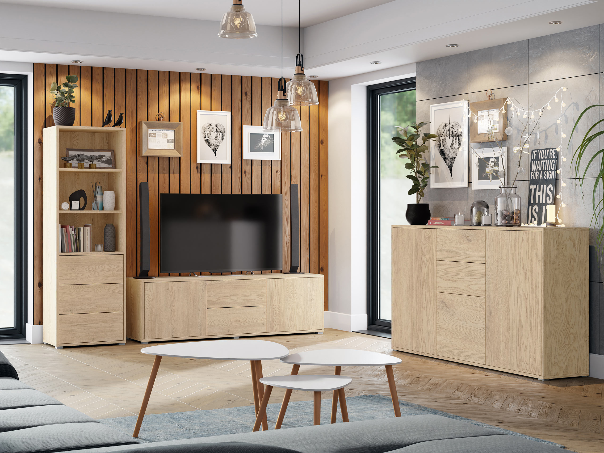 Šviesiai rudi svetainės komplektai