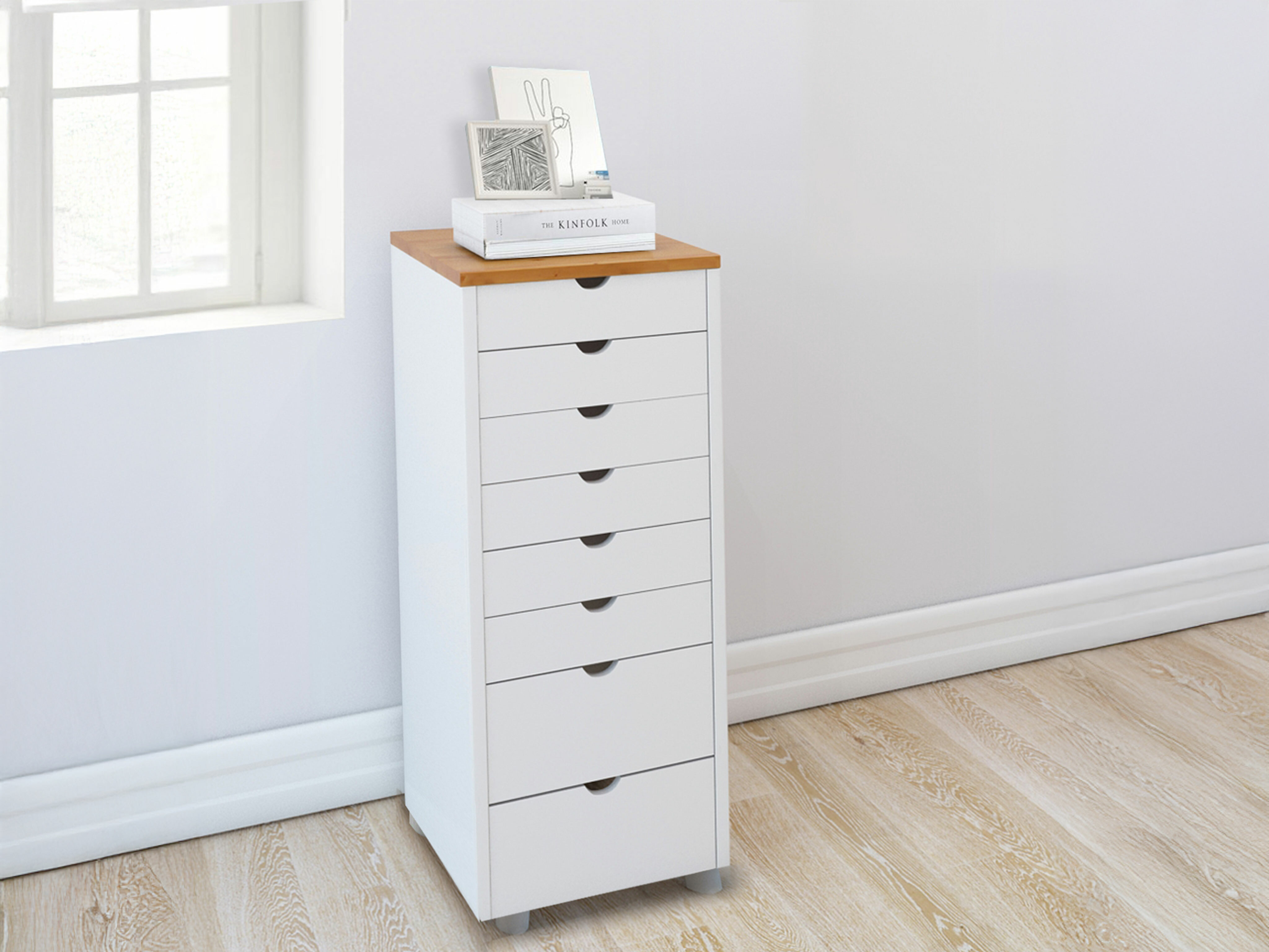 Komoda Denton 138 (Balta + Šviesus medis)