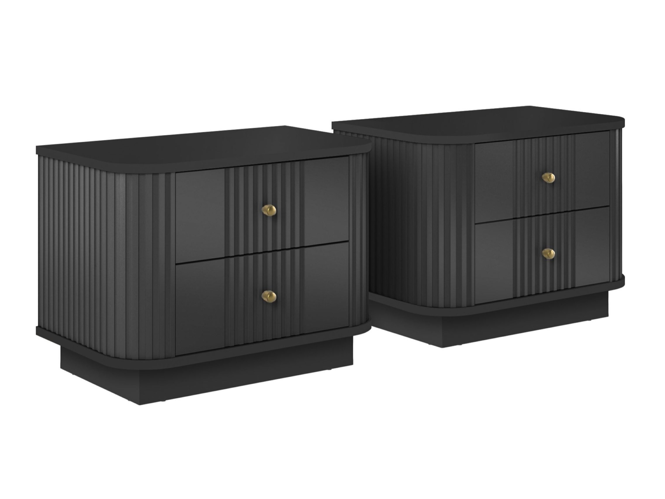 Naktinių staliukų komplektas Levfene 105 (Juoda)