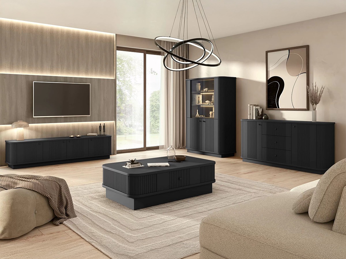 Svetainės komplektas Levfene 106 (Juoda)