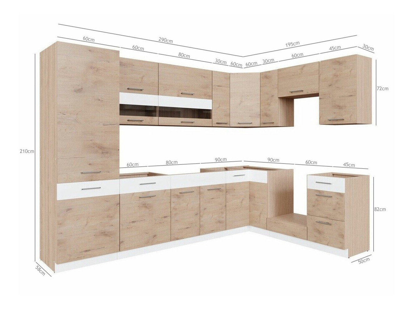 Modulinis virtuvės komplektas Mode Beech 130